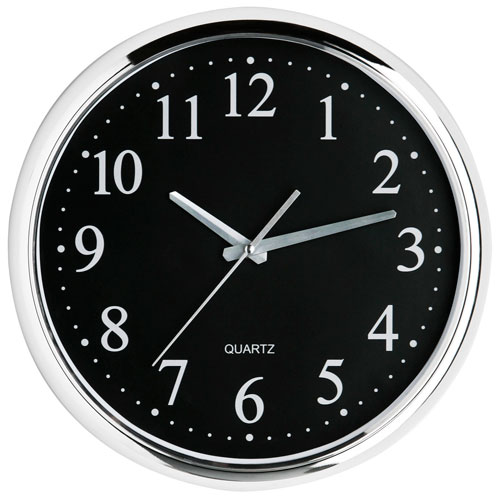 Large Modern 12 Hour Black Or White Face Chrome Effect Wall Clock Home 