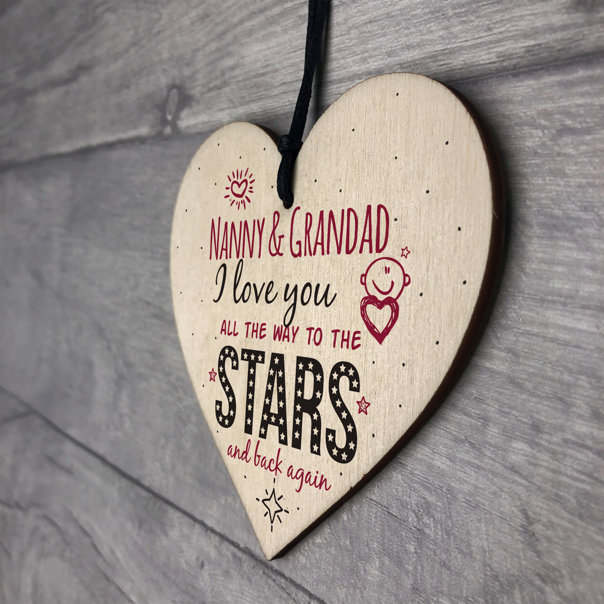 Love You Nanny & Grandad NAN Wooden Heart Wall Plaque Decor Keepsake ...