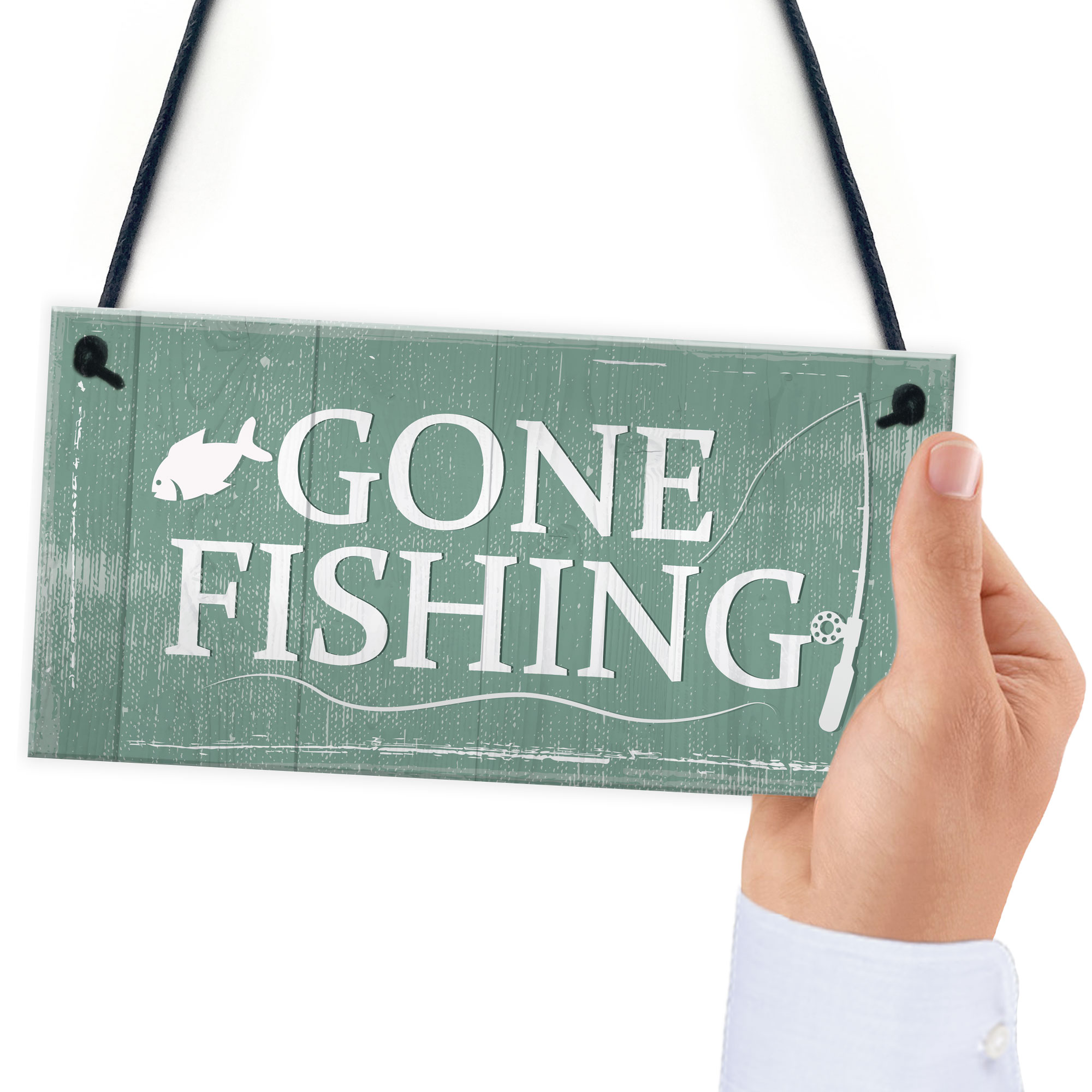 Gone Fishing Hanging Plaque Nautical Sign Dad Grandad Birthday Gift ...