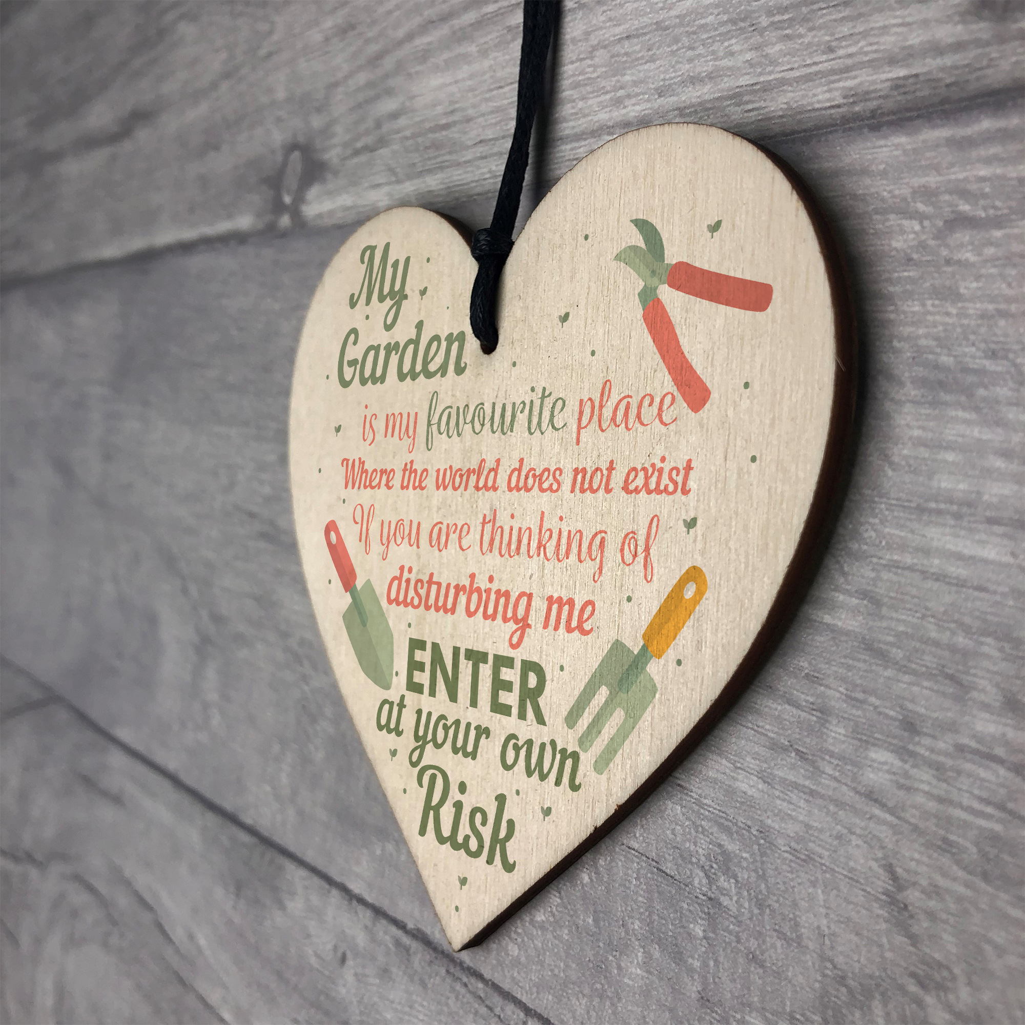 My Garden Gardening Wooden Heart Funny Garden Shed Sign 