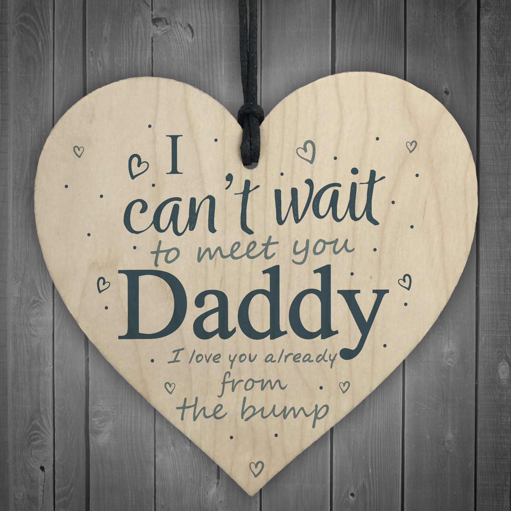 Daddy To Be Can T Wait Wooden Heart Dad Father Funny Card Love You Baby Gifts Ebay