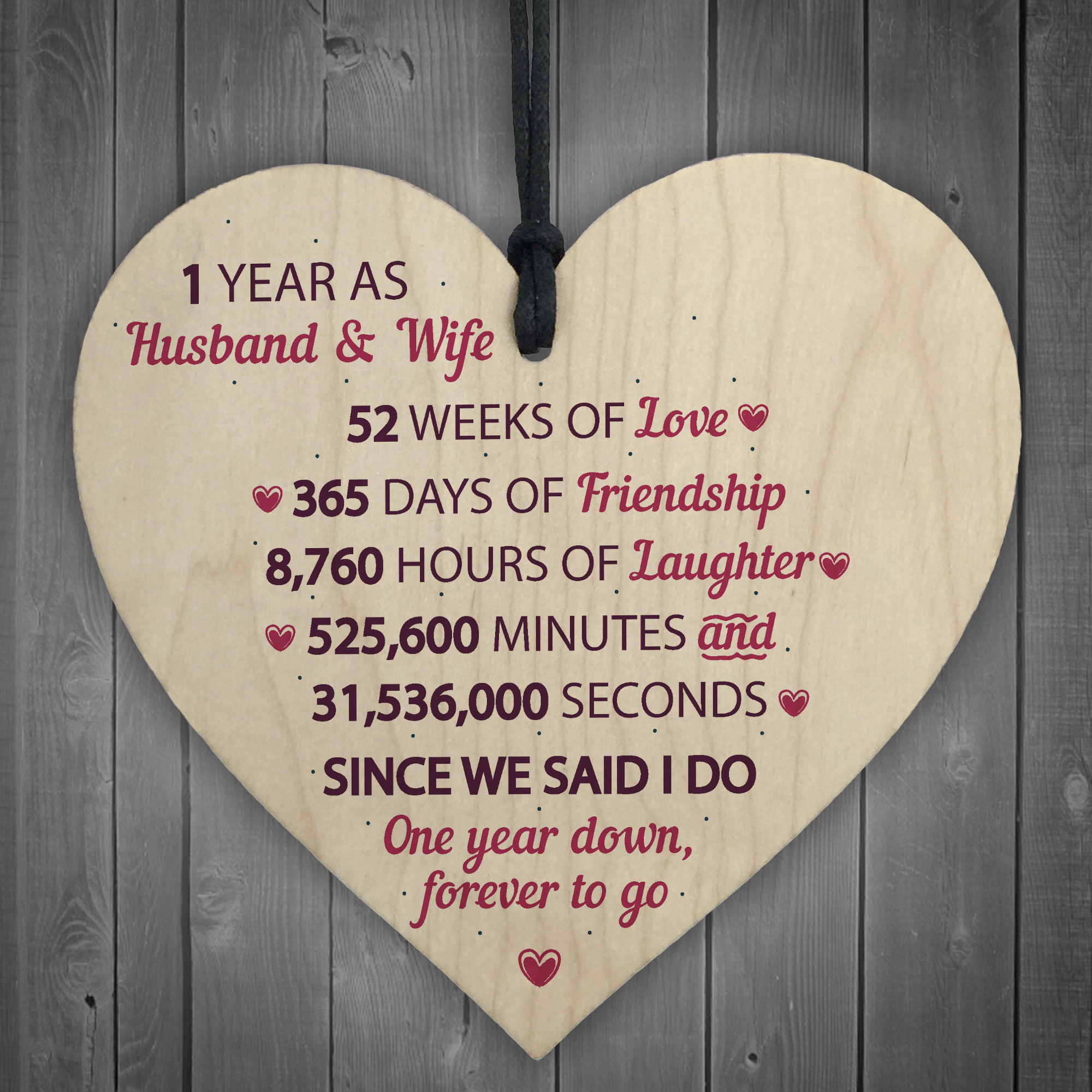 1st Wedding Anniversary Gift Wooden Heart First Wedding Anniversary 