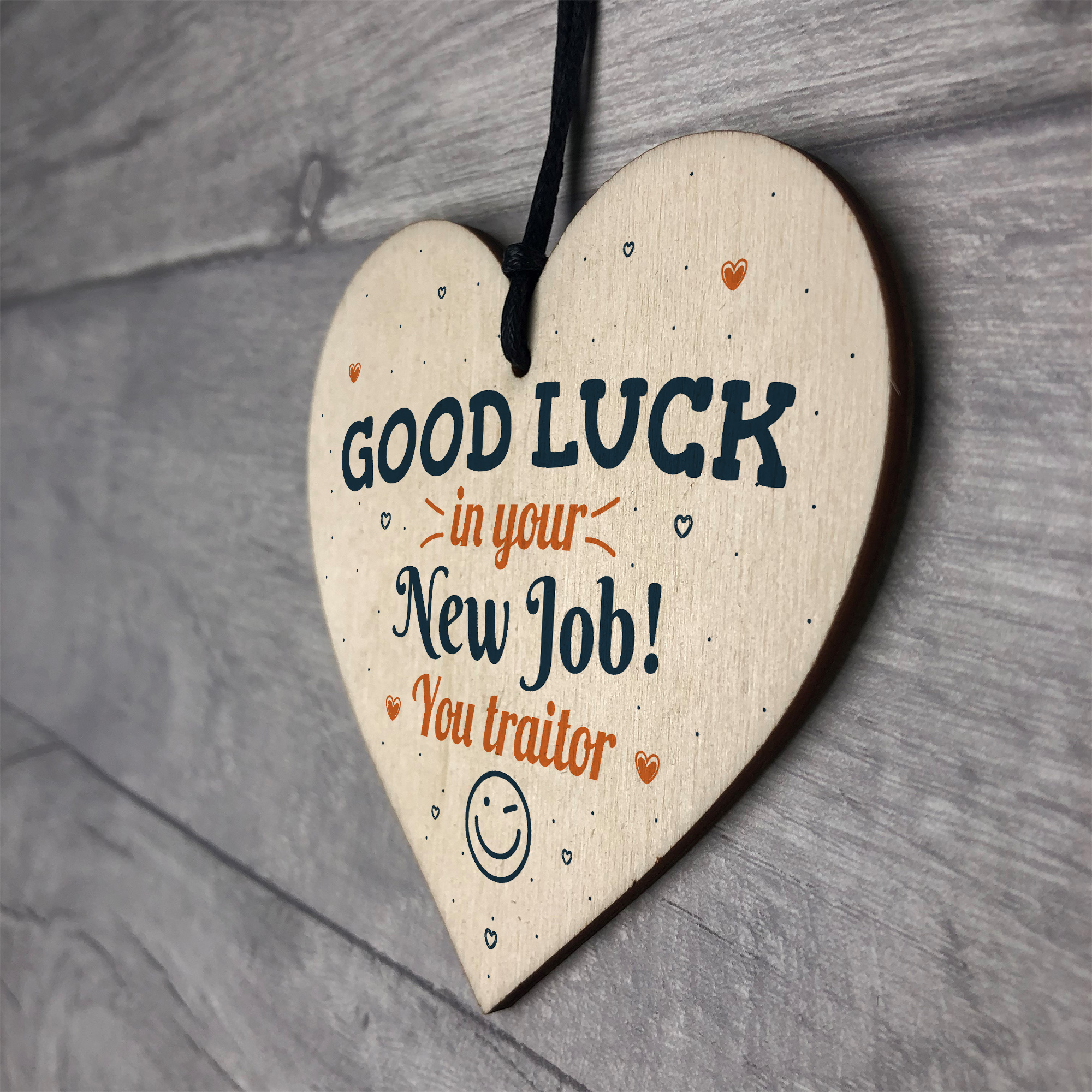 Good Luck Wooden Heart Boss Friend Leaving Gift For Colleagues Teacher ...