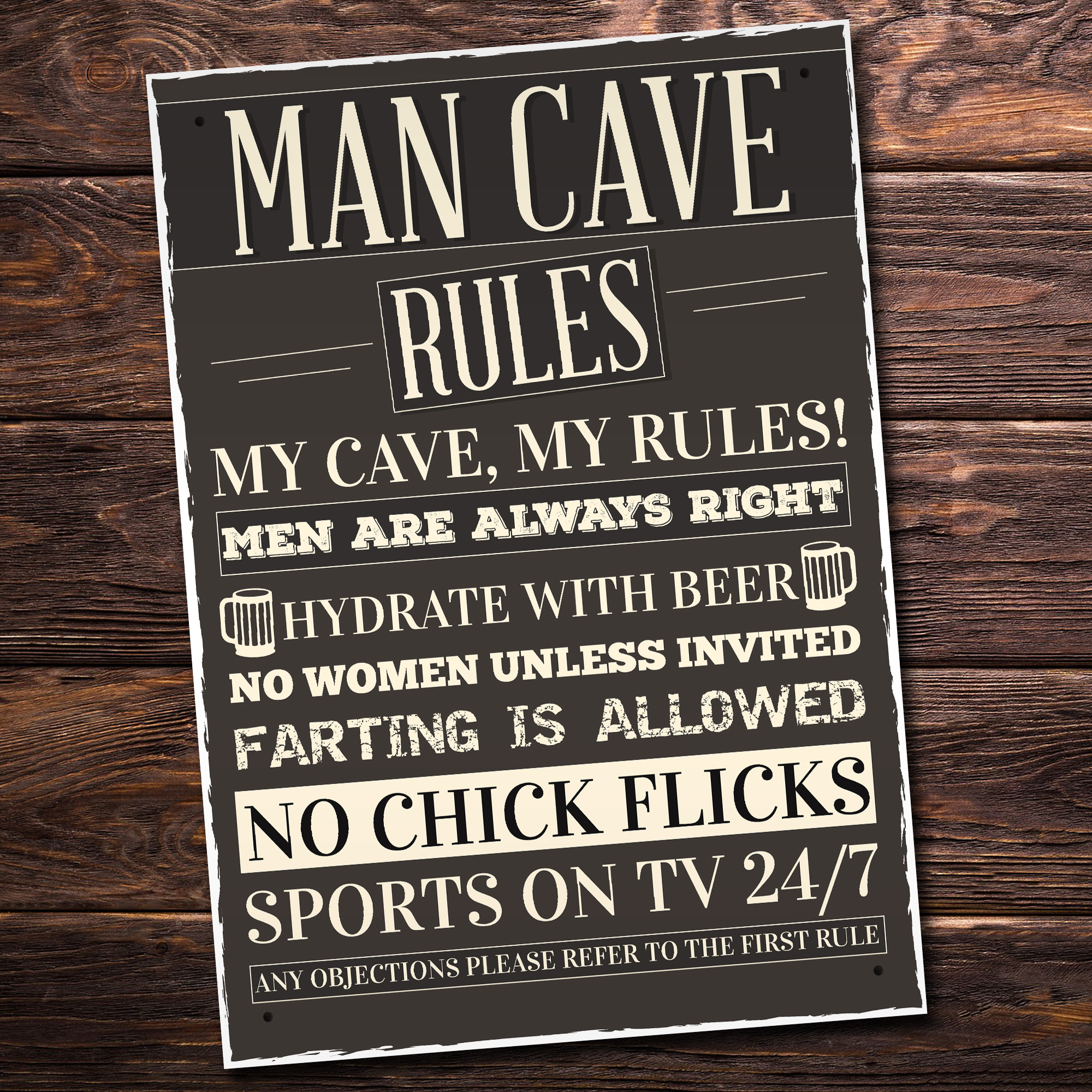 Man Cave Rules Sign Funny Father's Day Gift Man Cave Shed Signs Grandad ...