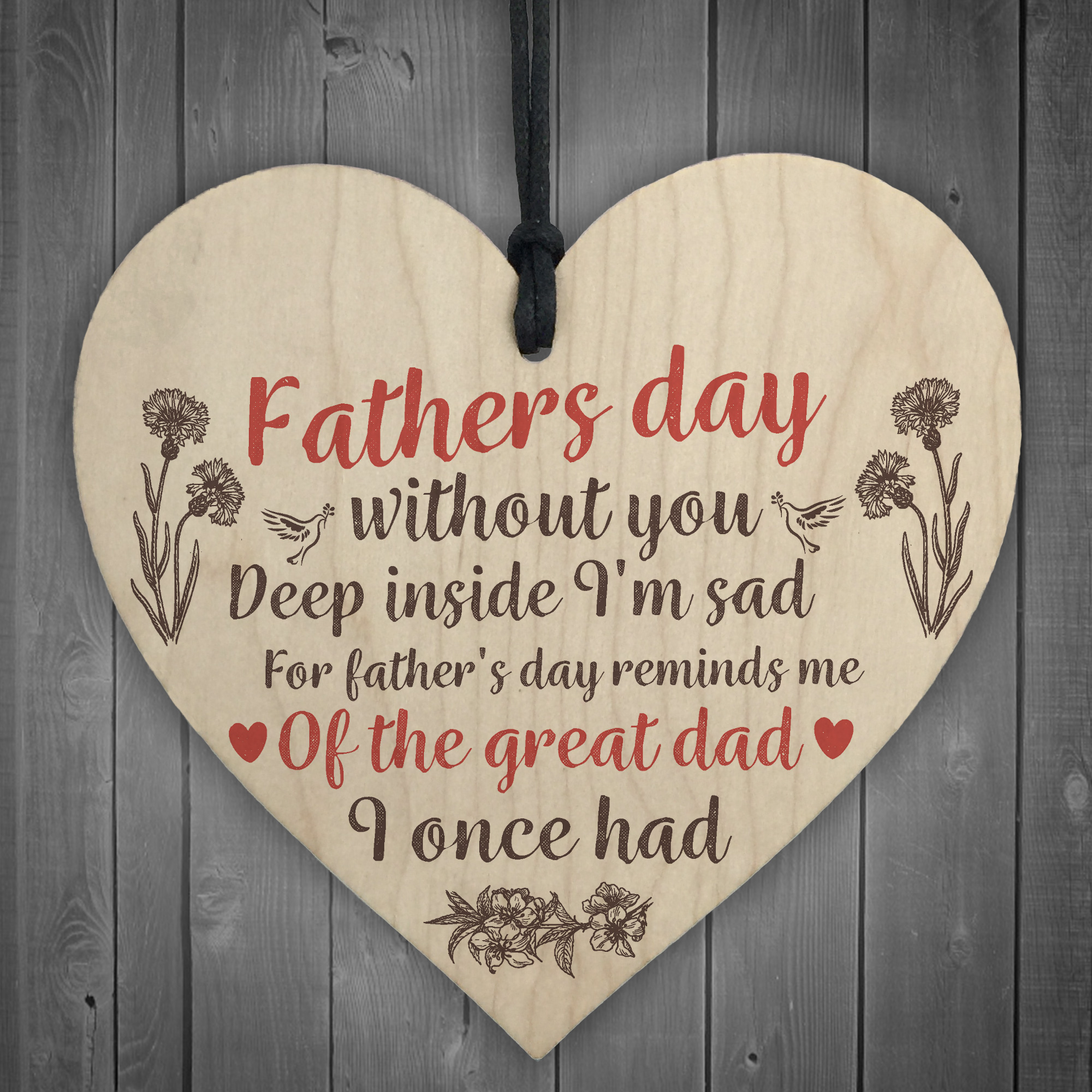 Great Dad Home Grave Garden Memorial Wood Heart Memory Fathers Day ...