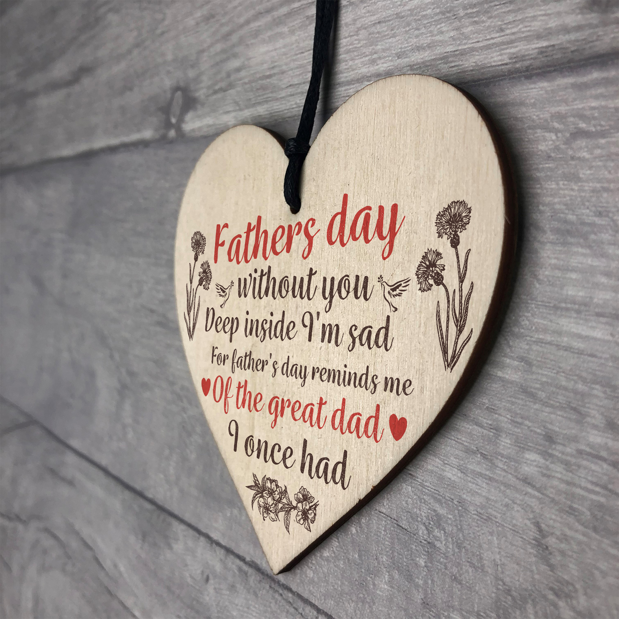 Great Dad Home Grave Garden Memorial Wood Heart Memory Fathers Day ...