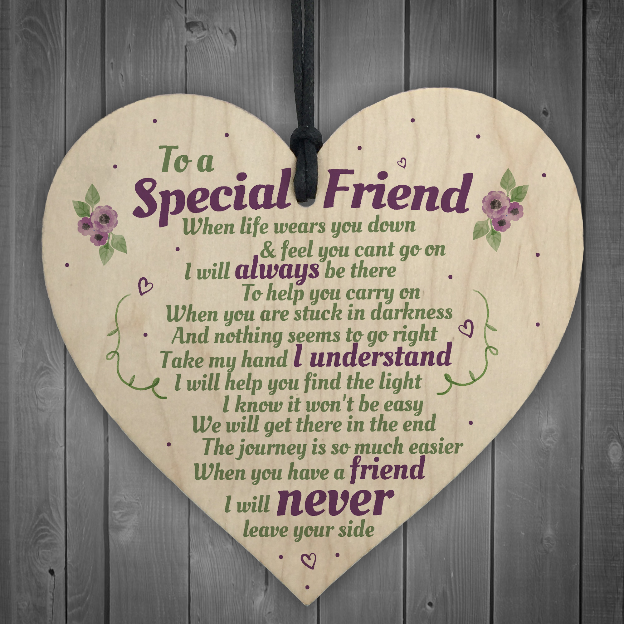 Special Friend Friendship Plaque Shabby Chic Wood Heart Thank You