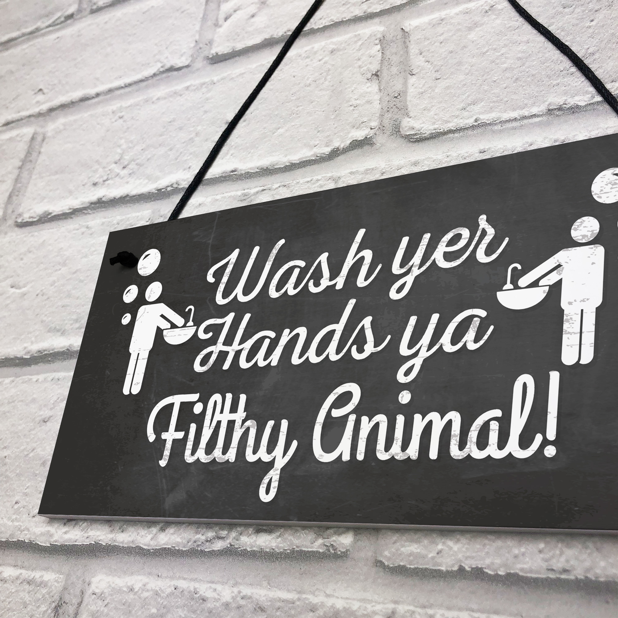 Bathroom Toilet Sign Decor Funny Wash Your Hands Humouros Wall Plaque ...