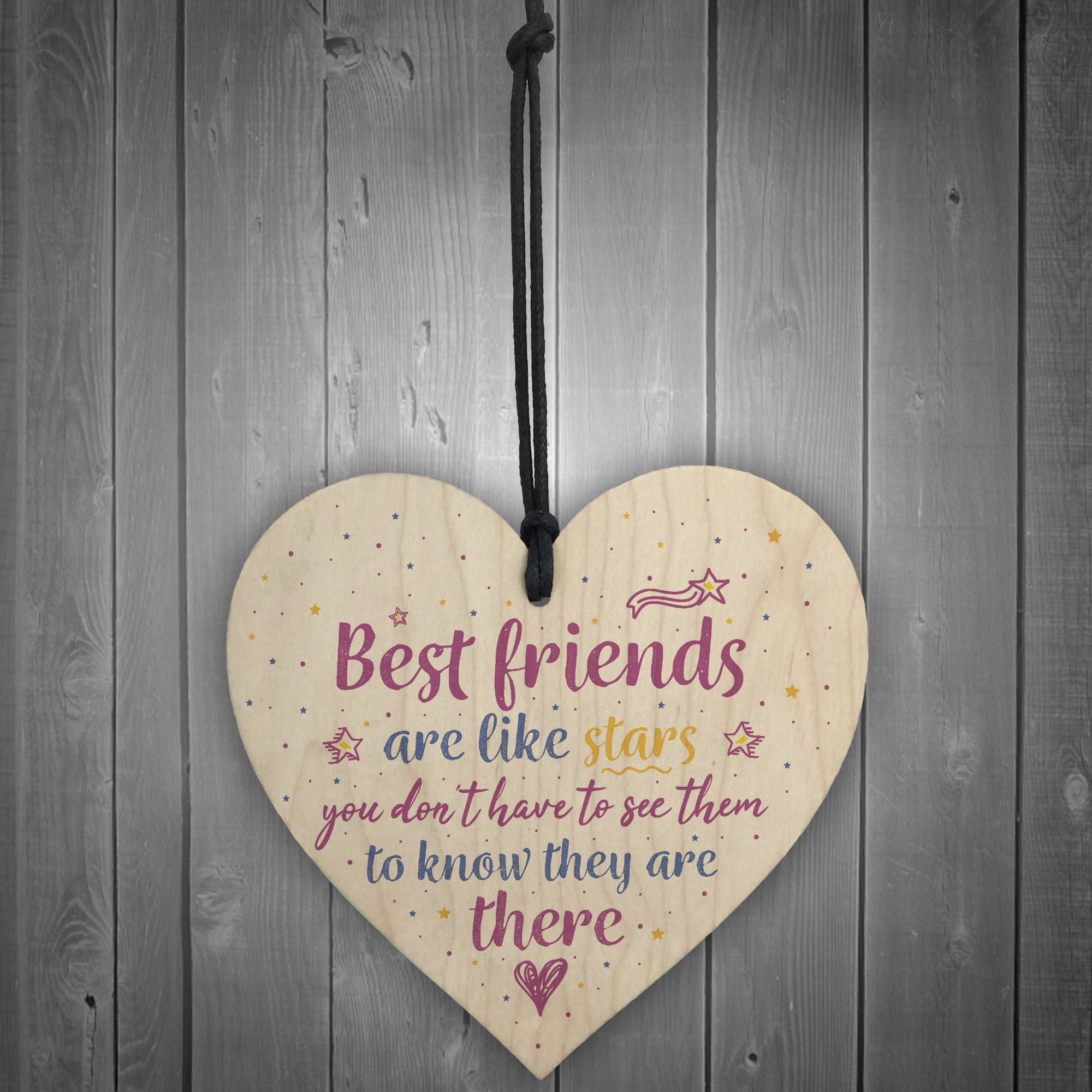 Handmade Best Friends Are Like Stars Wood Heart Plaque Friendship Thank