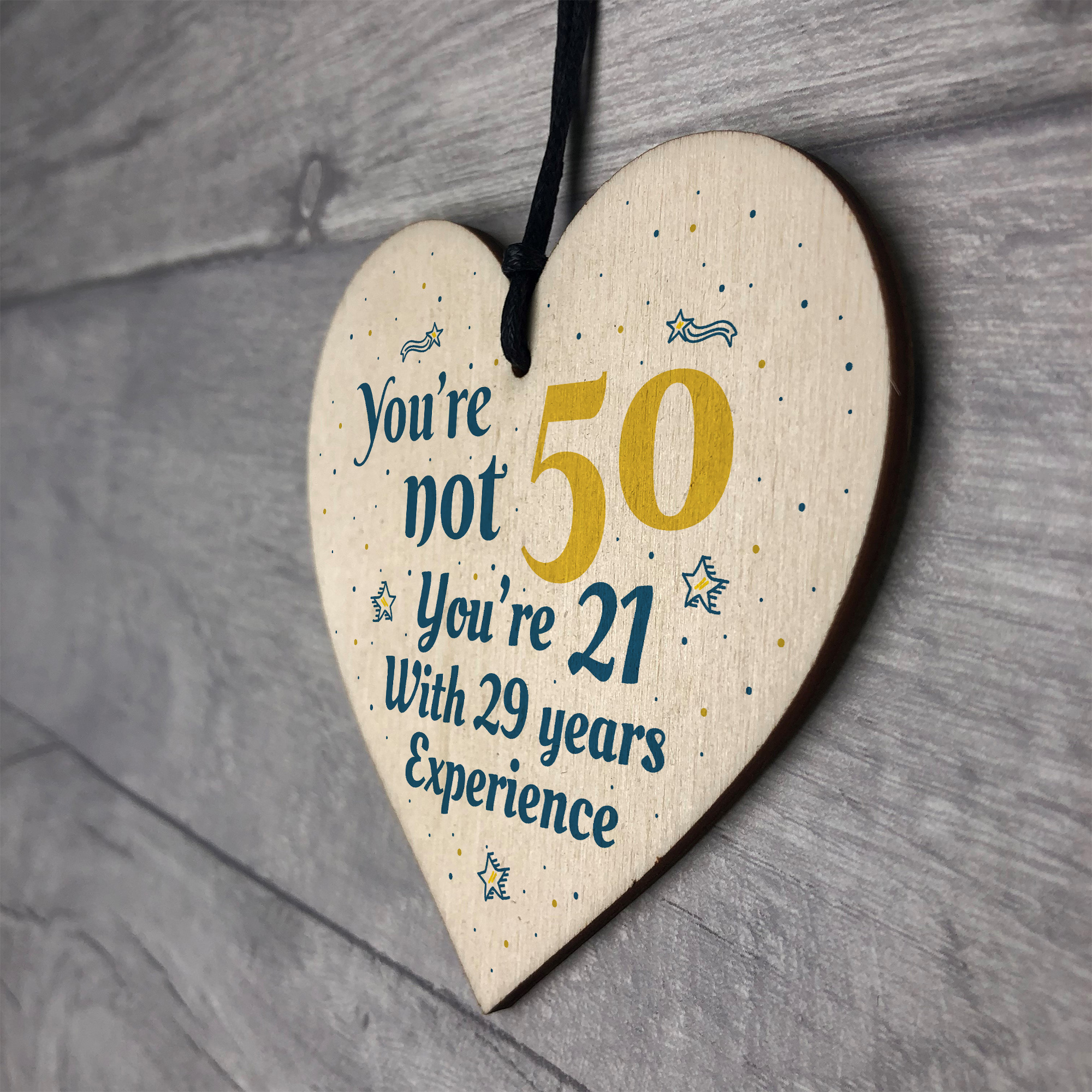 50th Birthday Gift Wooden Heart 50 For Dad Mum Sister ...