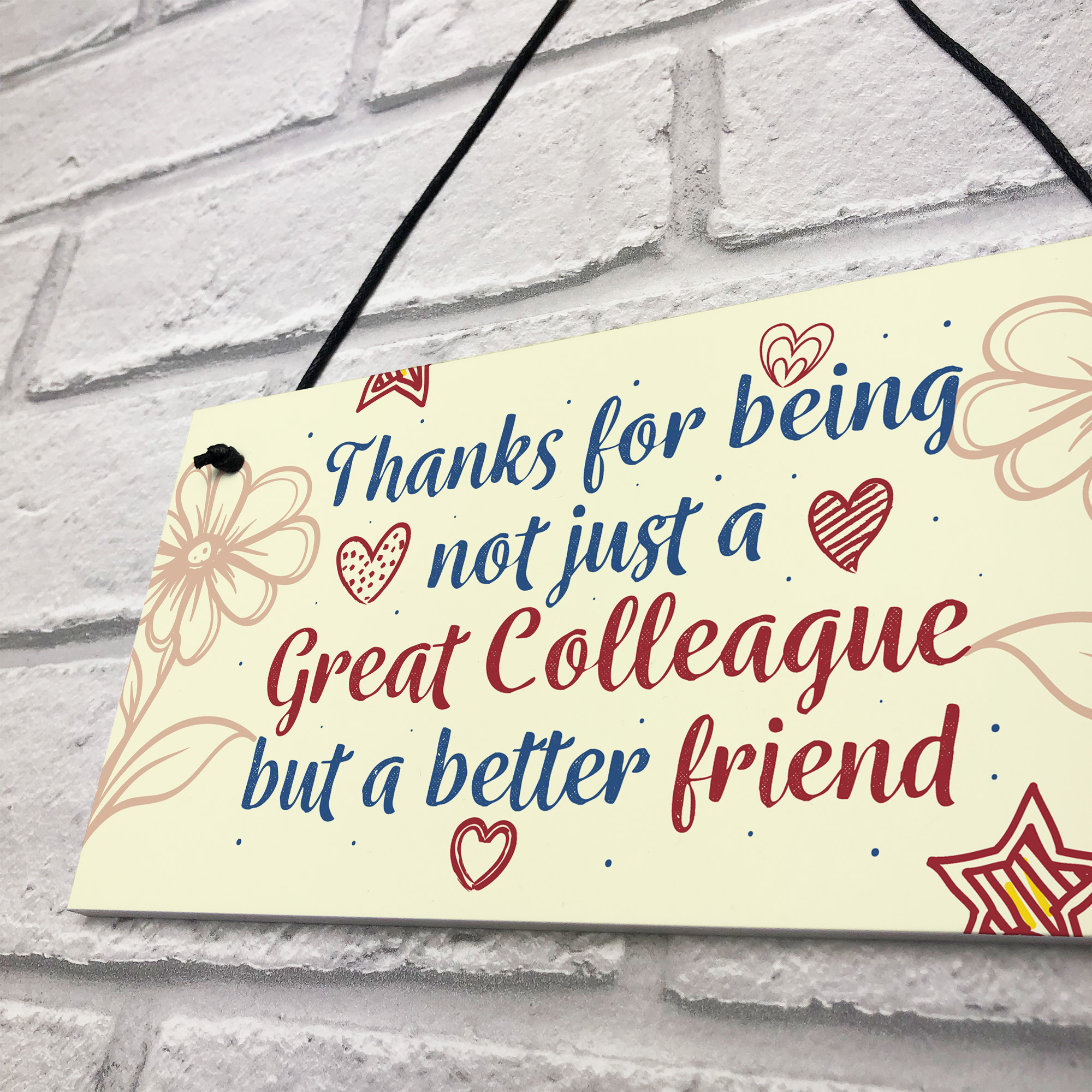 Work Colleagues Friendship Friend Hanging Wall Plaque Office Sign Thank ...