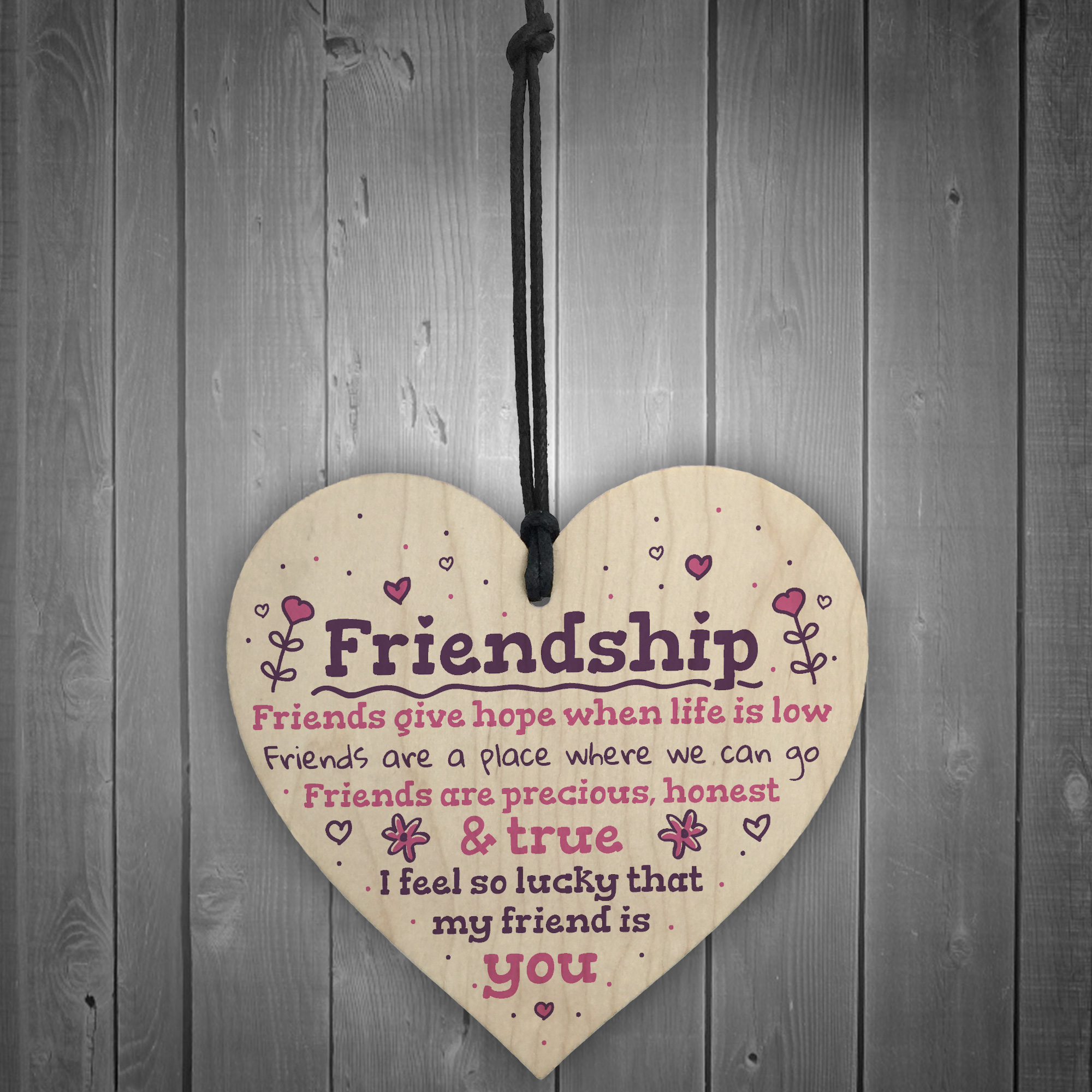 Handmade Friendship Gift Wooden Heart Plaque Birthday Thank You Gift ...