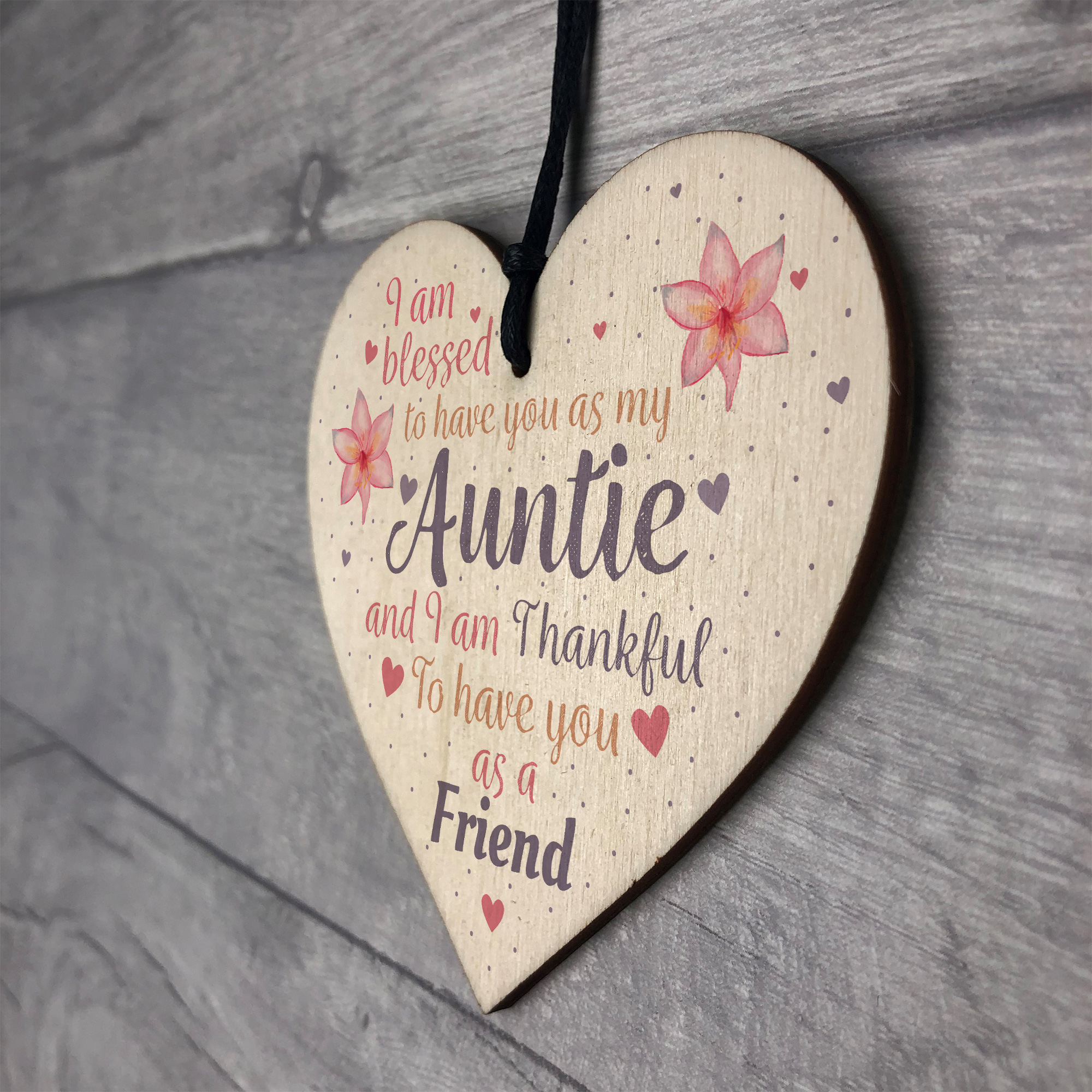 Handmade Auntie Birthday Gift Wooden Heart Plaque Keepsake ...