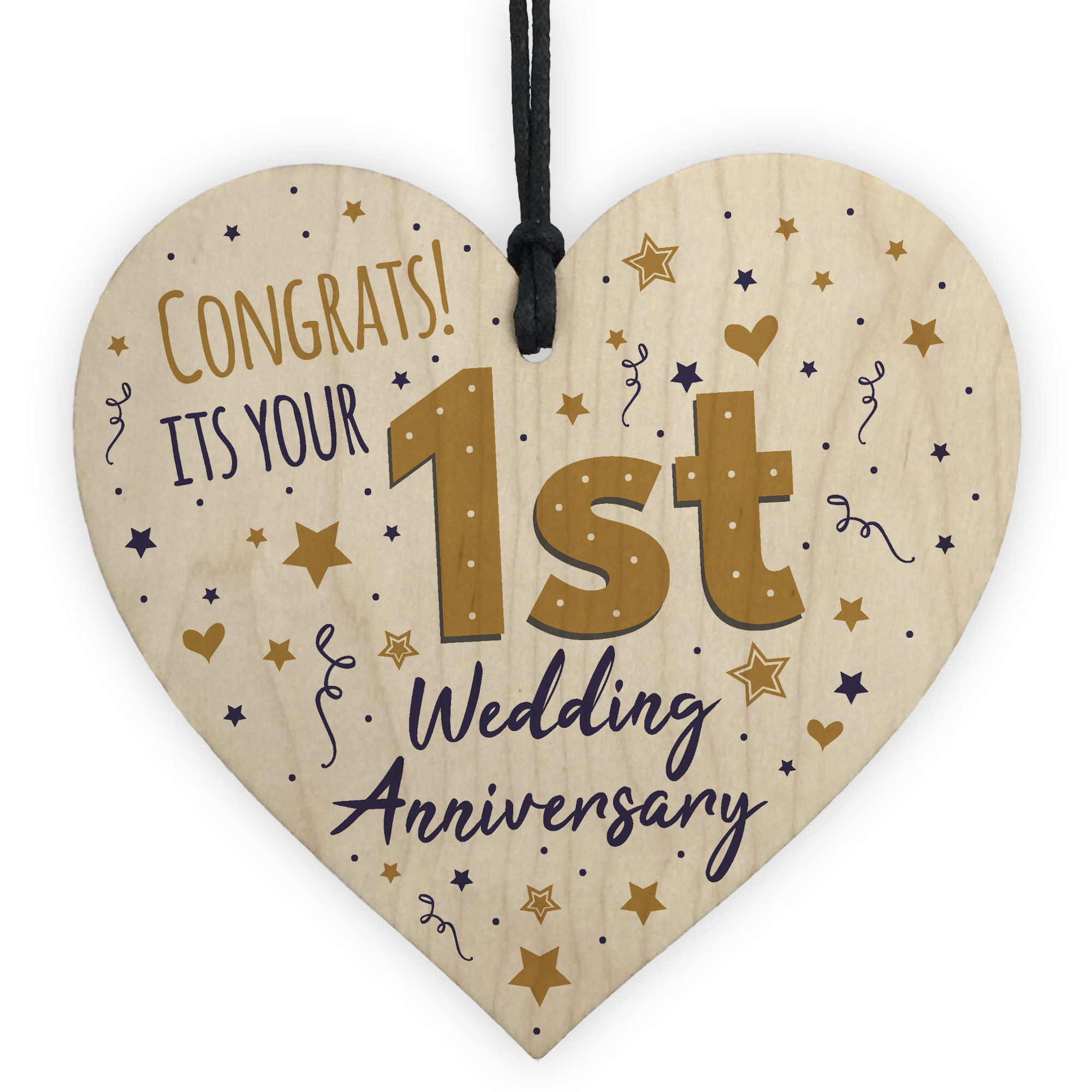 Congratulations First Wedding Anniversary Gift Heart 1st Anniversary 