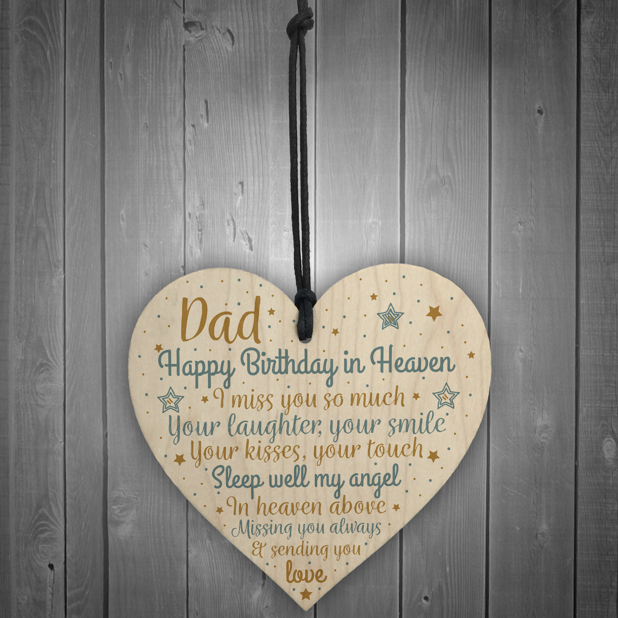 DAD Daddy Birthday Memorial Plaque Wood Heart Grave Tribute ...