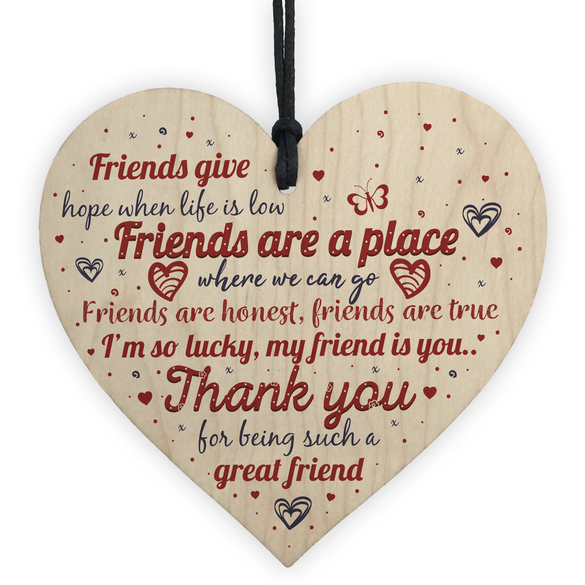 Friendship Plaque Best Friend Gift Wood Heart Sign Thank ...