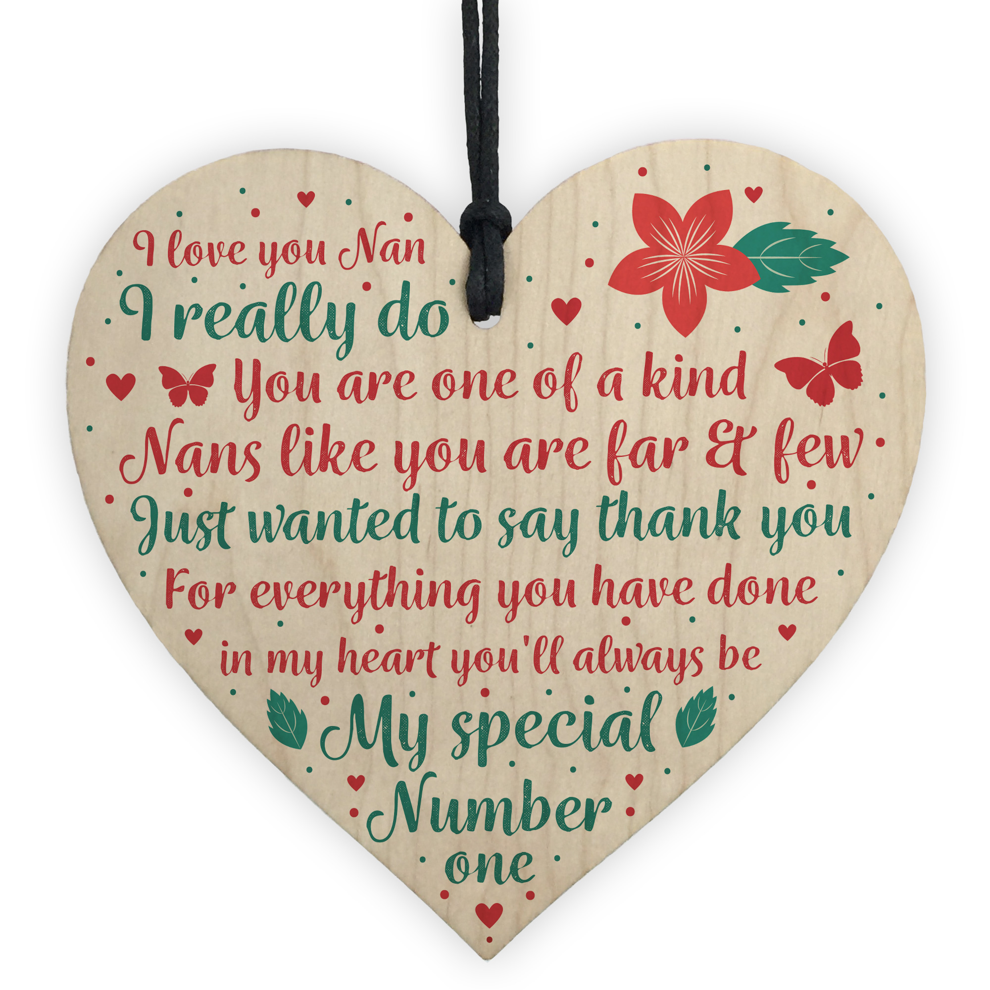 Nan Gift From Grandchildren Wood Heart Nanny Nan Nanna Plaque Birthday ...