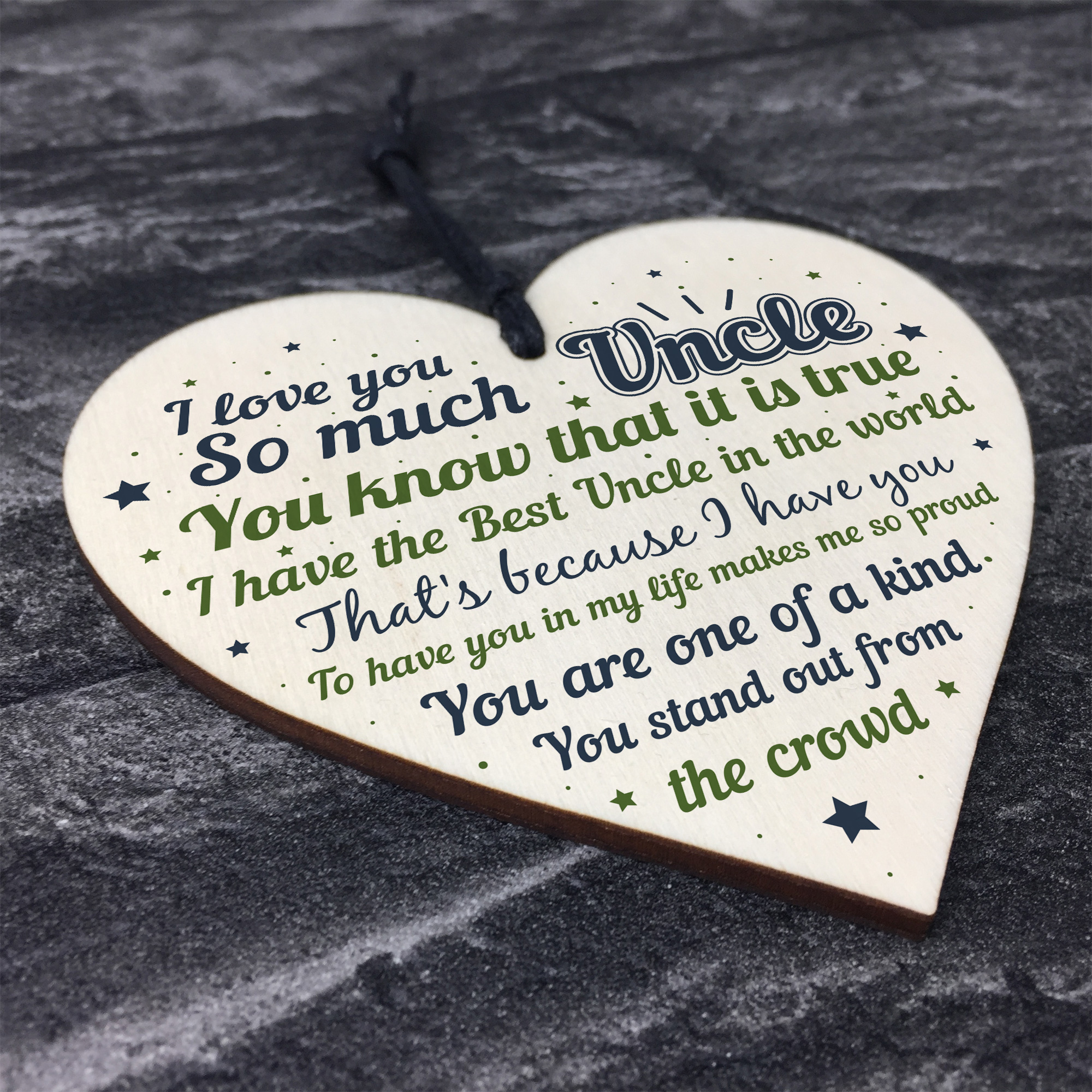 Novelty Uncle Gifts For Birthday Christmas Wooden Heart Plaque Best