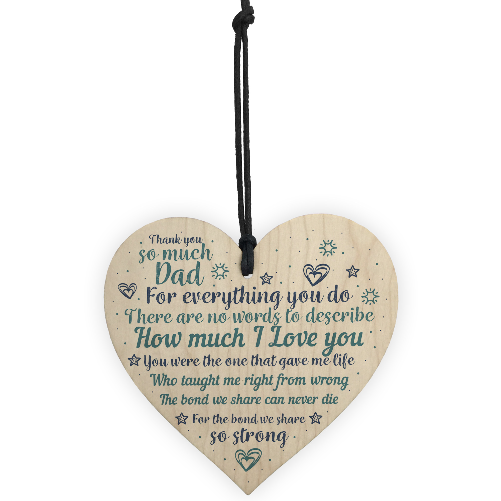 Dad Gifts From Daughter Son Wooden Heart Christmas Birthday Gift For ...