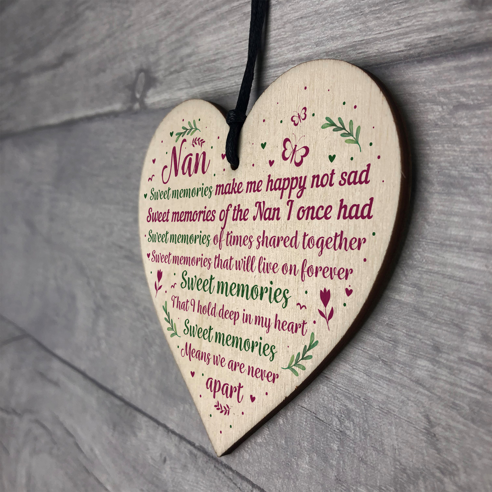 Nan And Grandad Memorial Plaques Wooden Heart Sign Ornament Christmas ...