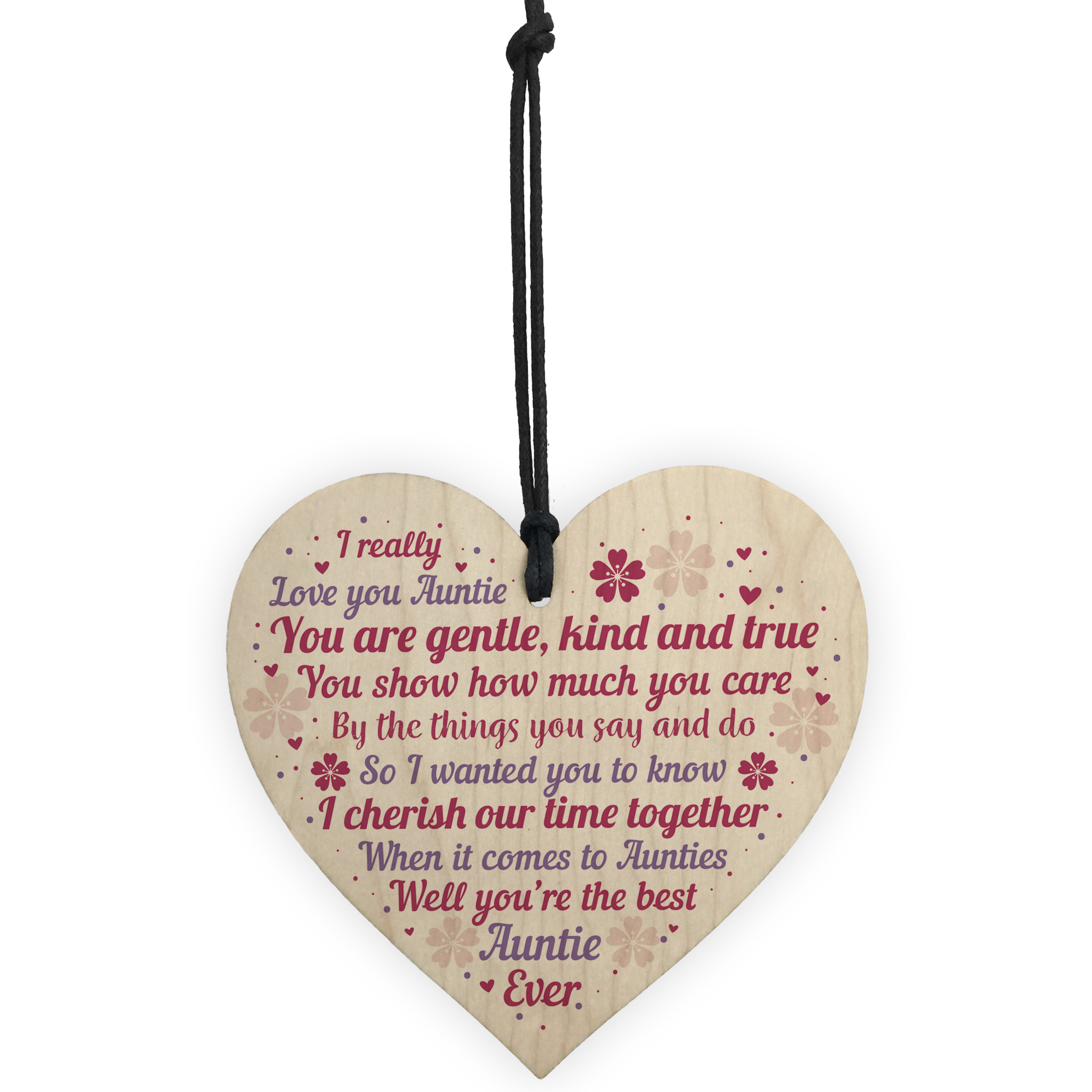 Auntie Christmas Gifts Wood Heart Thank You Sister Gift For Birthday ... image