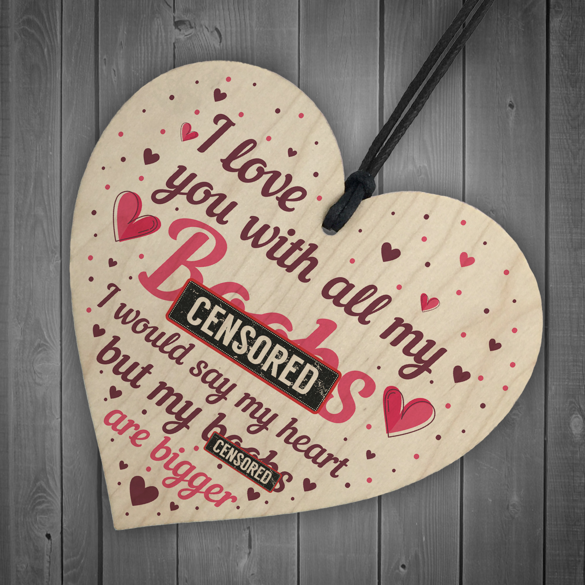 FUNNY Anniversary Gift For Him Wood Heart Valentines Gift For Boyfriend