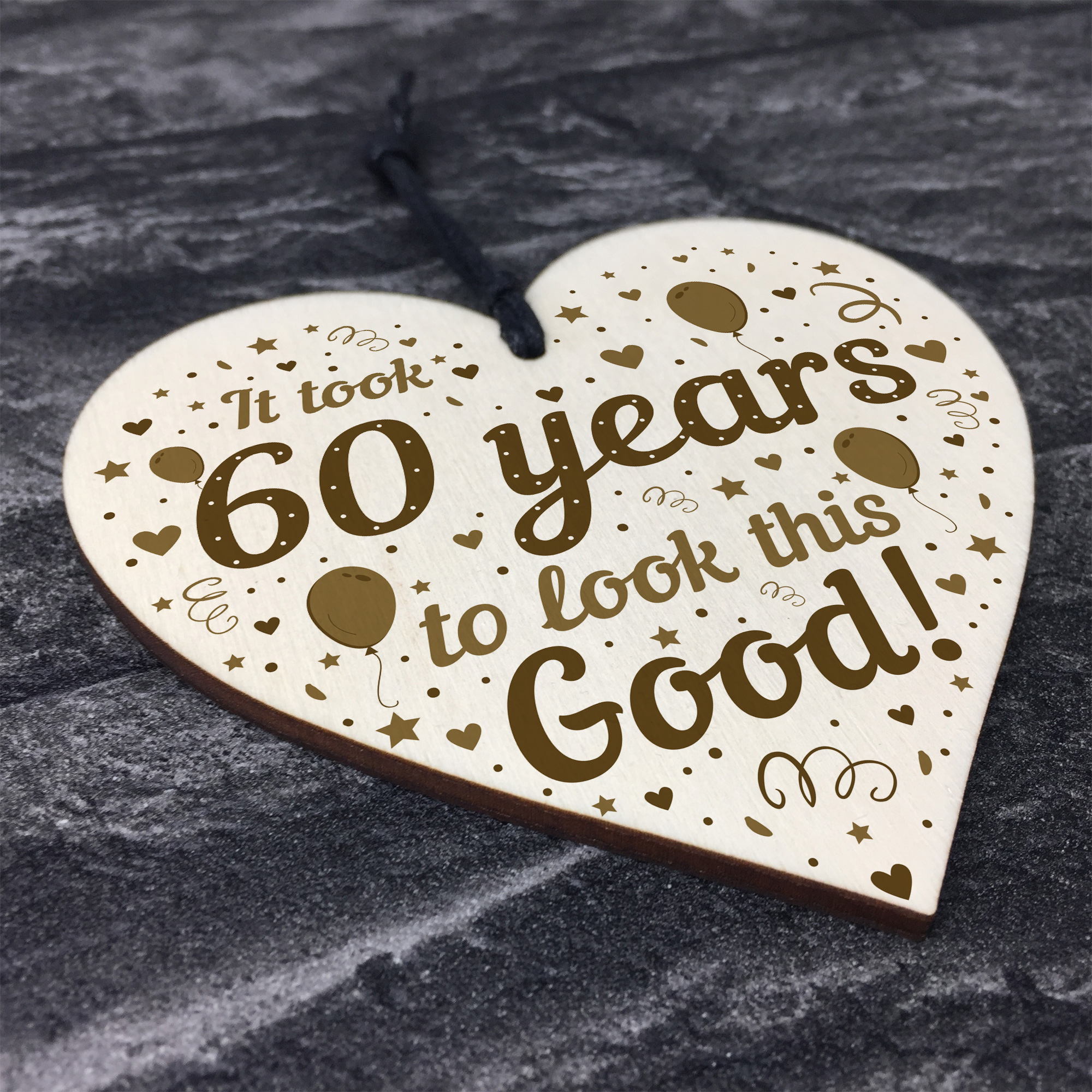 Funny 60th Birthday Gifts For Women Men Wooden Heart 60th Birthday 