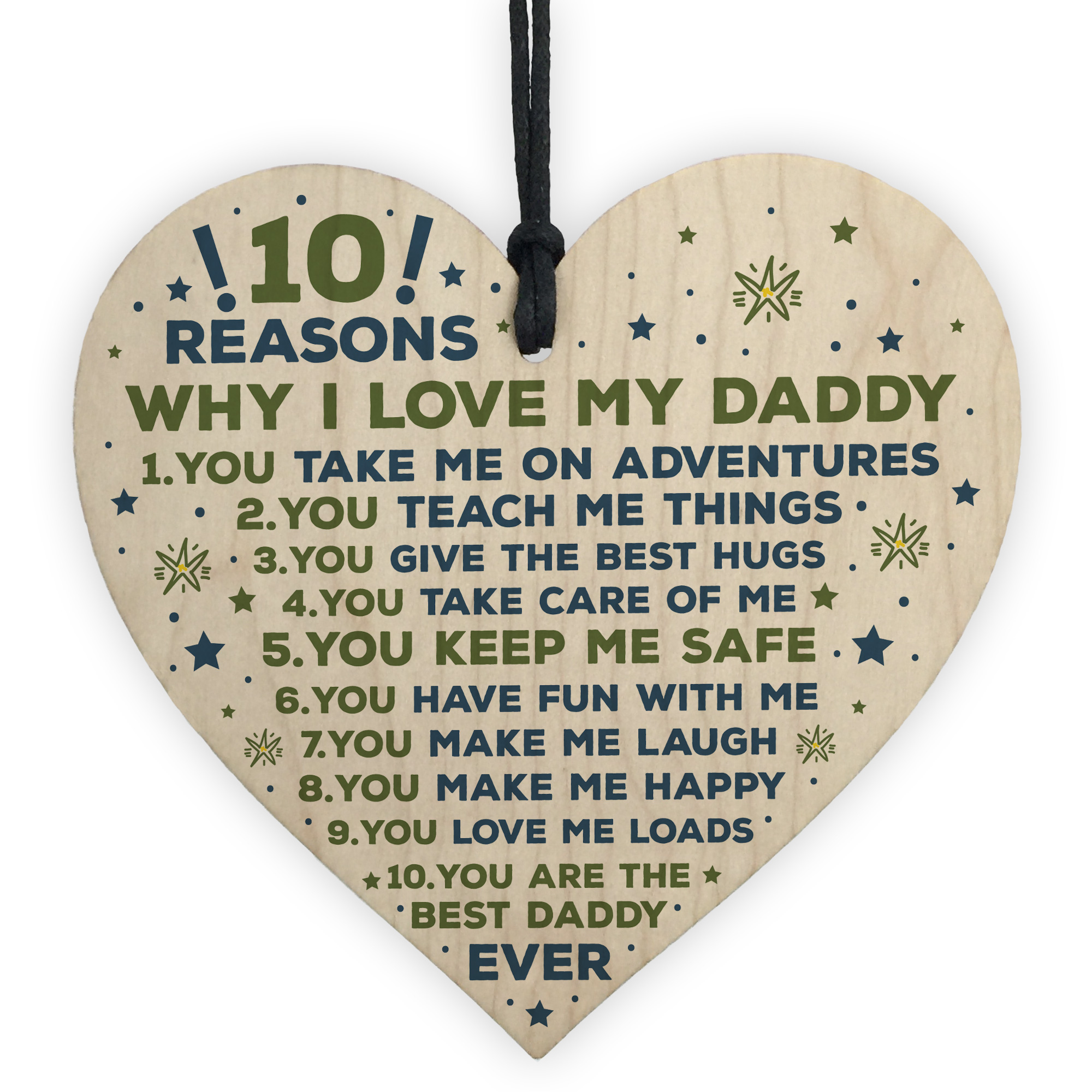 Daddy Gifts From Son Daddy Daughter Gifts Wooden Heart 10 Reasons Why I Love You Ebay