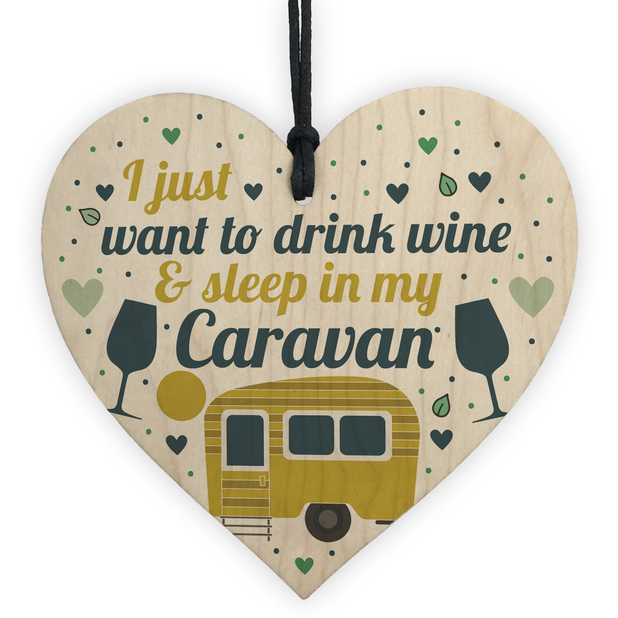 Novelty Caravan Motorhome Gifts Hanging Wooden Heart Caravan