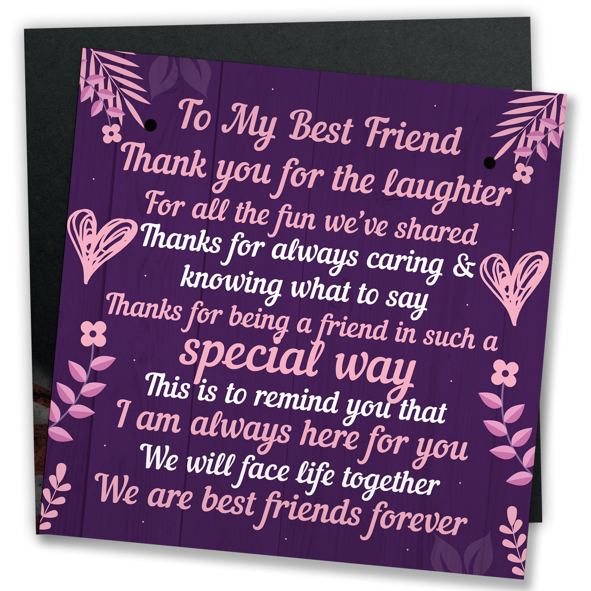 BEST FRIEND Plaque Special Friendship Gift Best Friend Birthday Card 