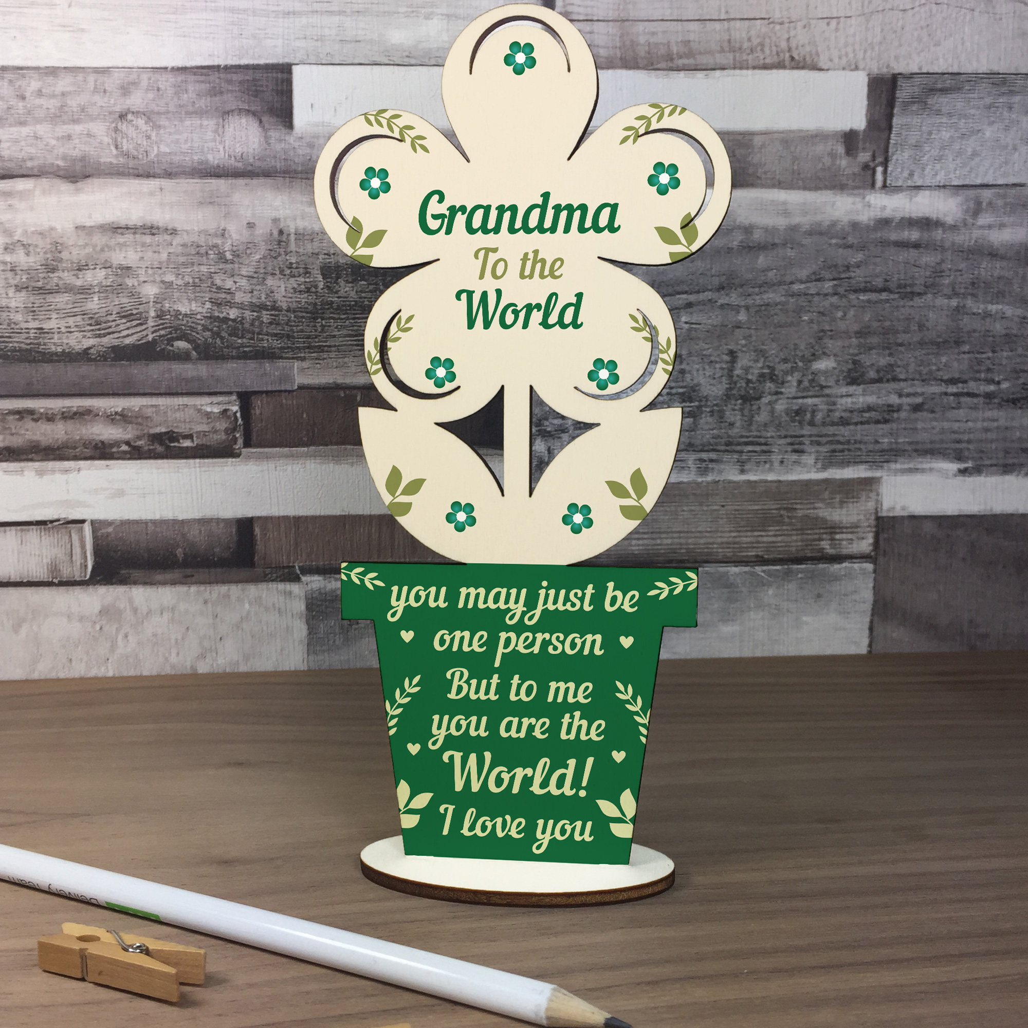 Grandma Birthday Gifts From Grandchildren Wood Flower ...