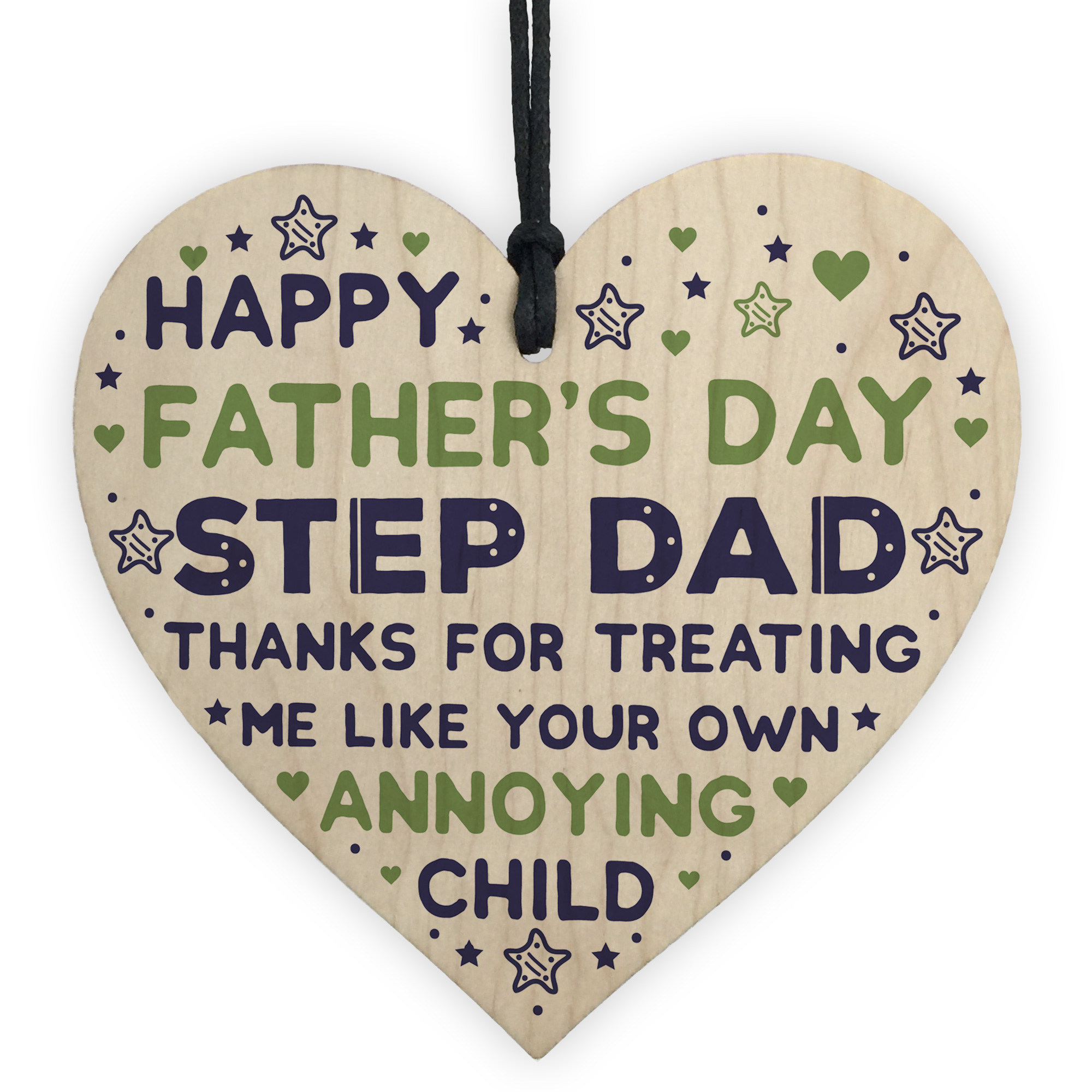 Step Dad Fathers Day Gifts Wooden Heart Funny Fathers Day Card Gift For
