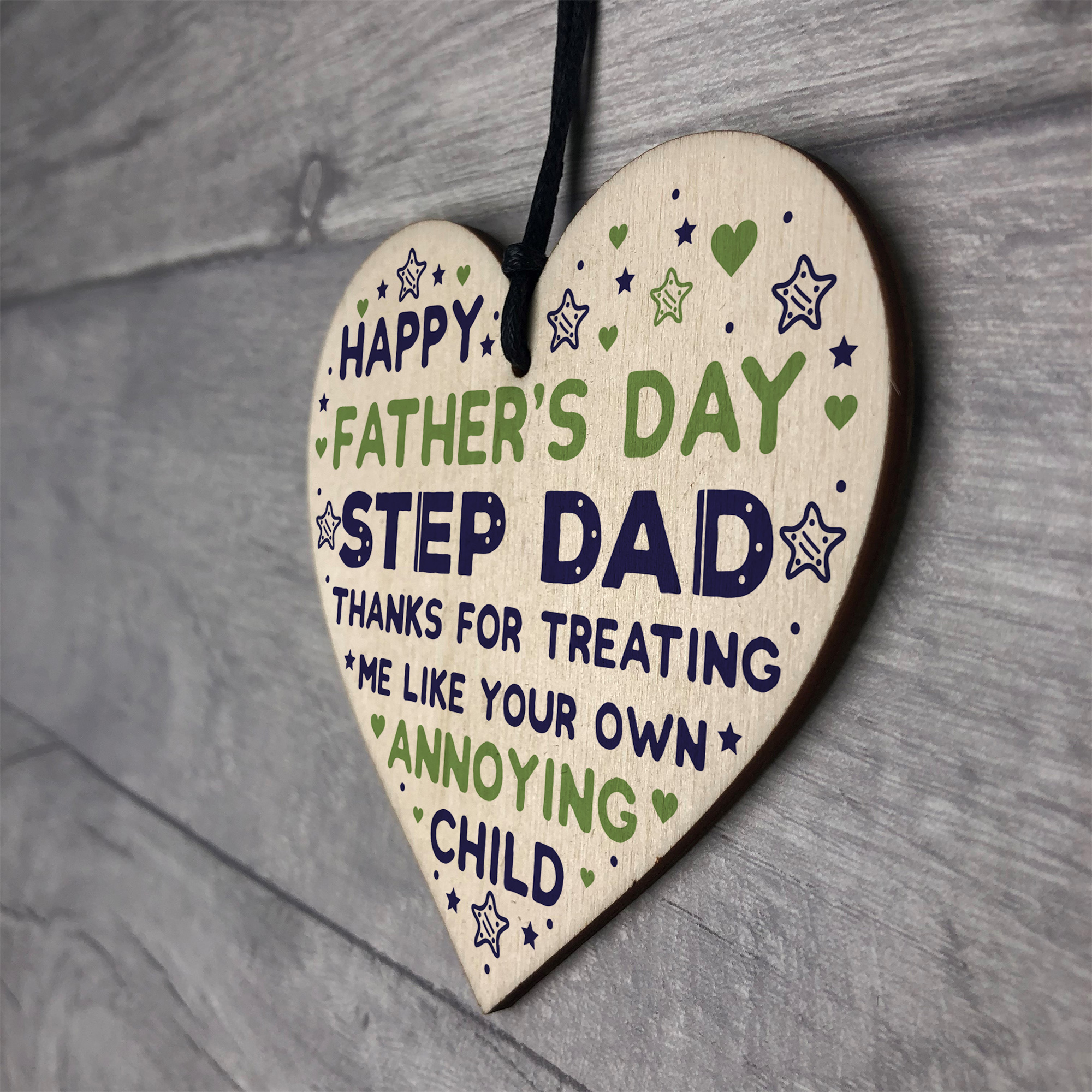 Step Dad Fathers Day Ts Wooden Heart Funny Fathers Day Card T For Step Dad Ebay