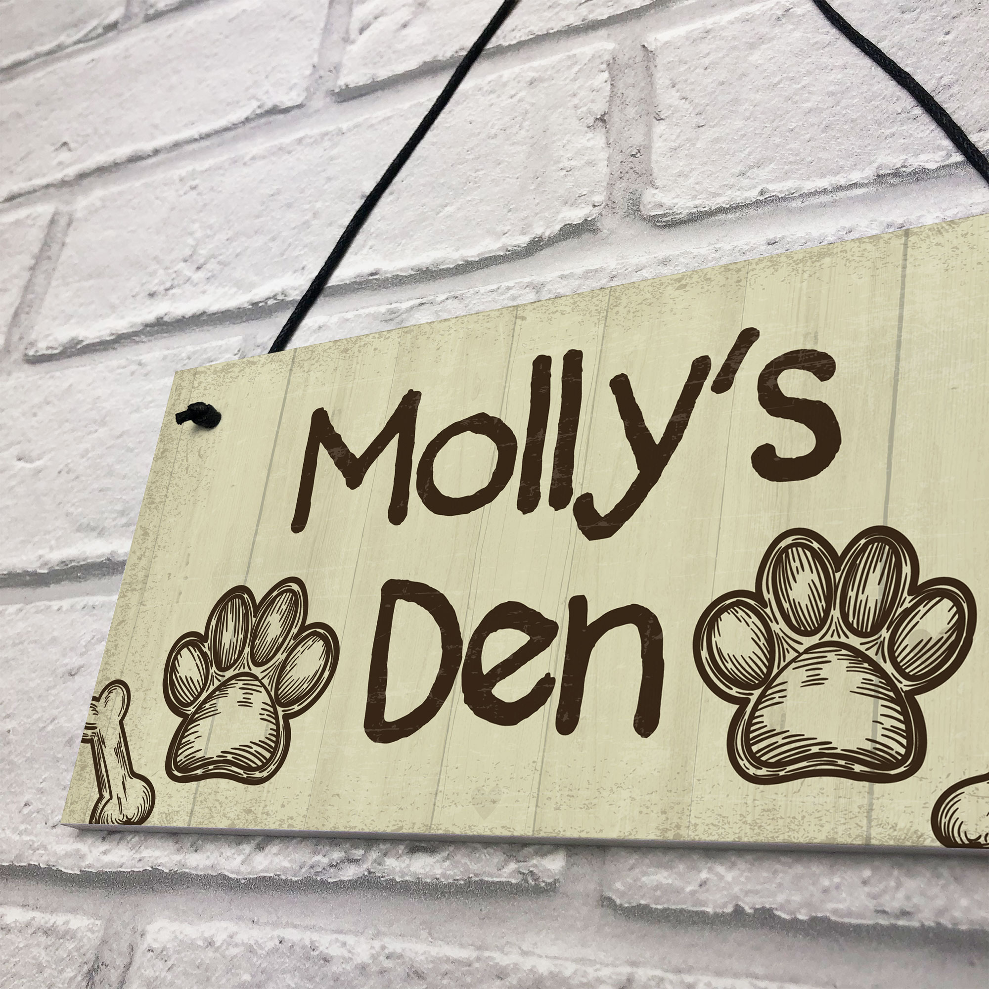 Personalised Dog Sign Pet Sign Dogs Den Hanging Paw Print Plaque Dog ...