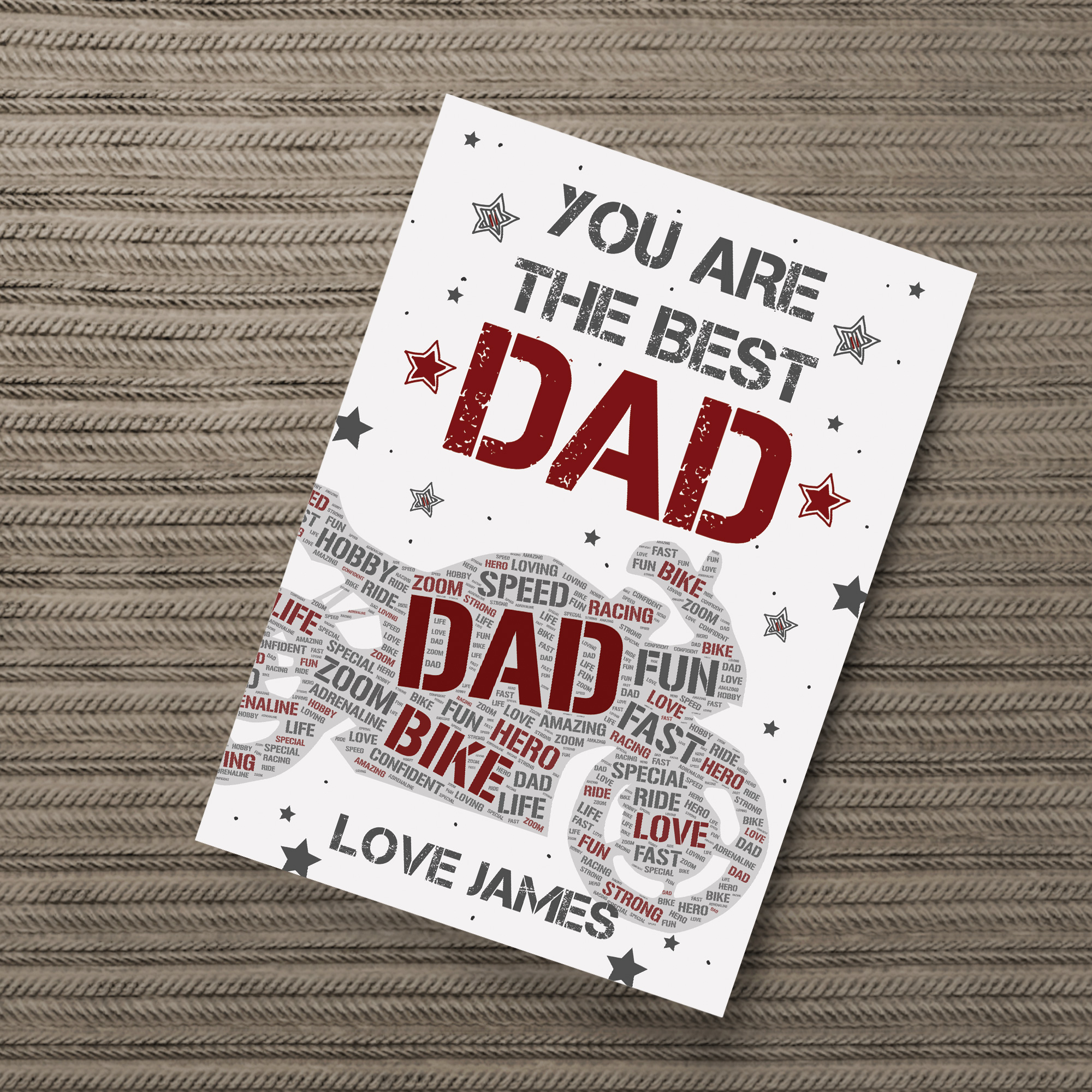 PERSONALISED Motorbike Biker Bike Print Fathers Day Gift for Dad Step ...