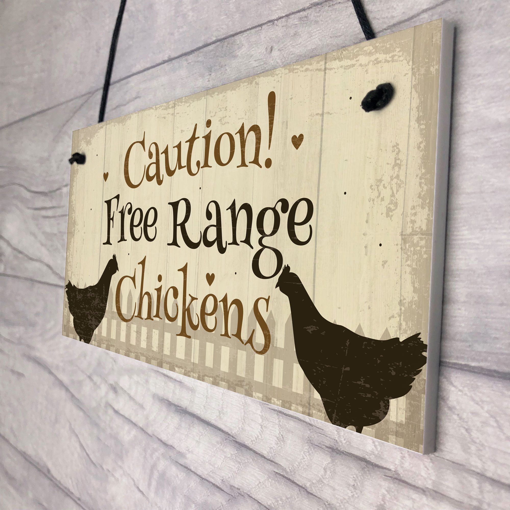 Caution Free Range Chickens Garden Sign Funny Novelty Plaque Chicken 