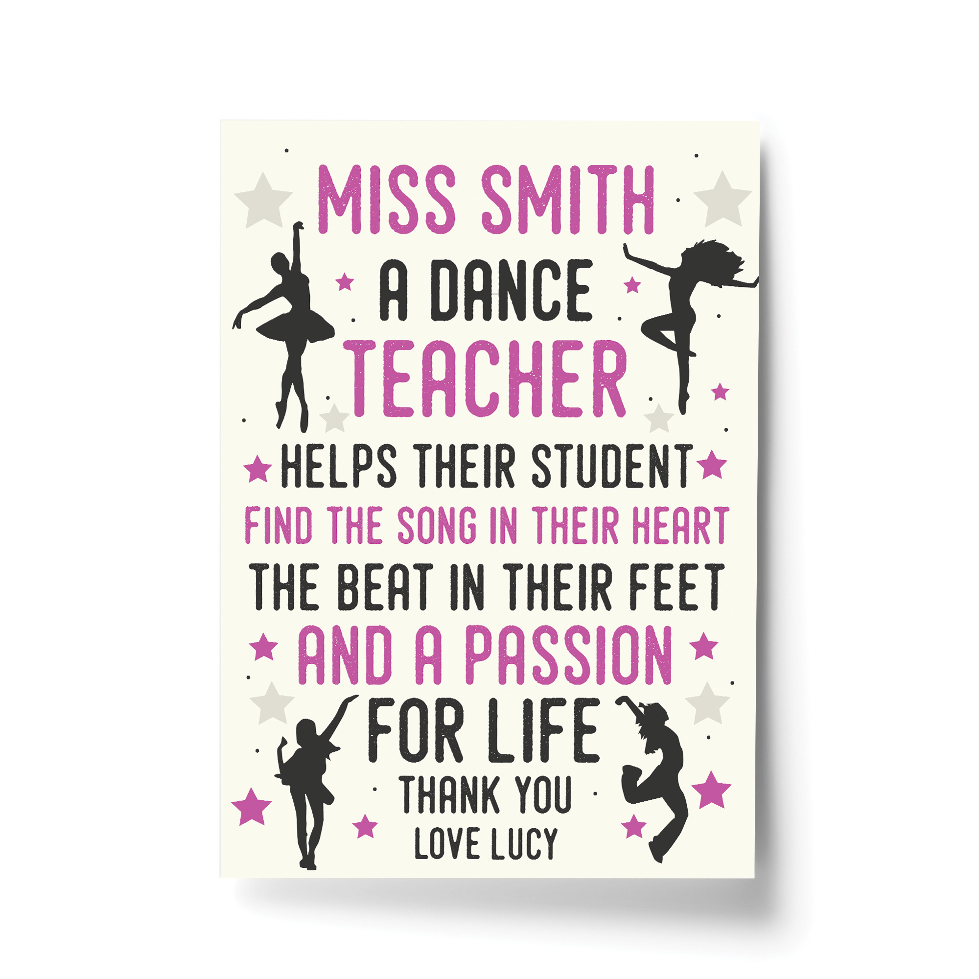 Personalised Thank You Dance Teacher Print Gift Special Goodbye Gifts ...