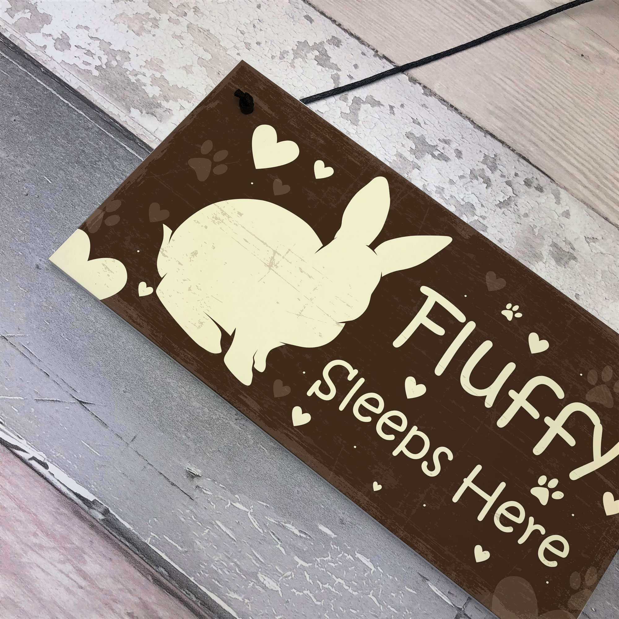 Pet Rabbit Sign For Hutch Sleeps Here Personalised Cage Sign Pet Lover ...