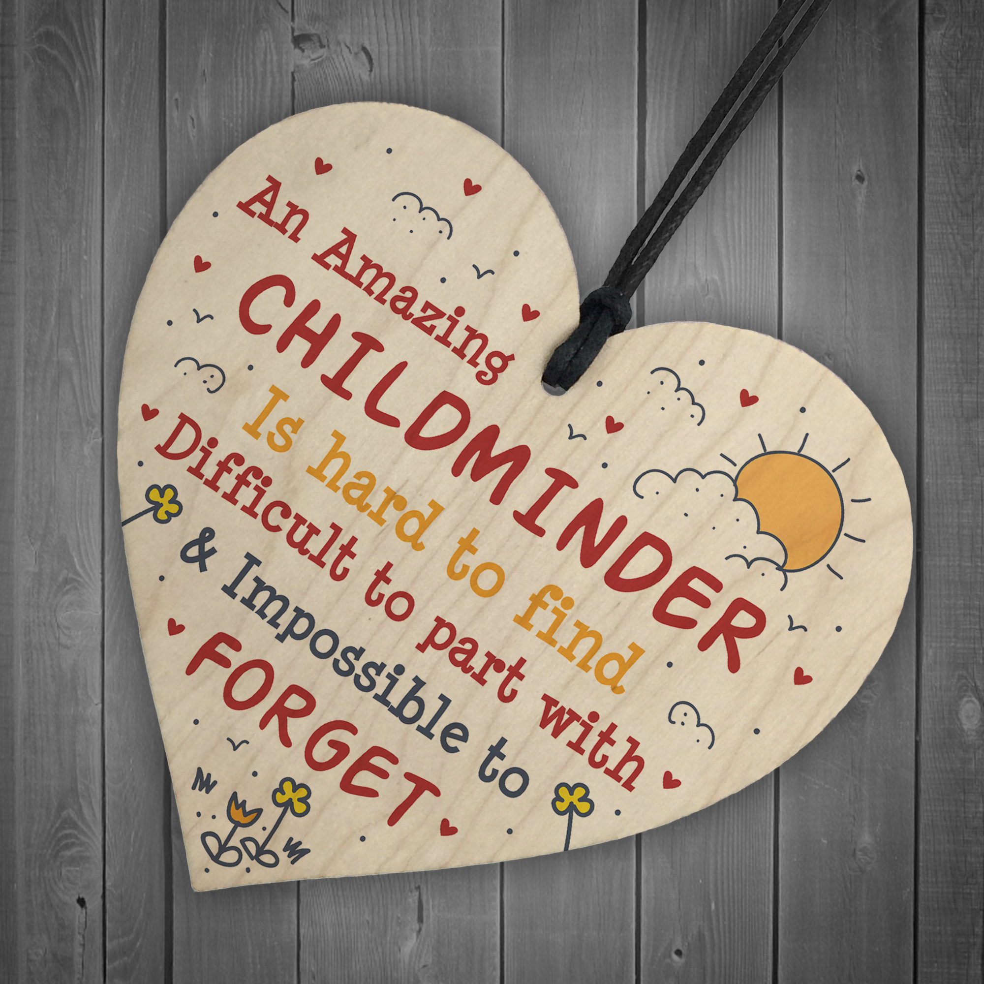 Childminder Leaving Gift Wood Heart Thank You Gift For Babysitter