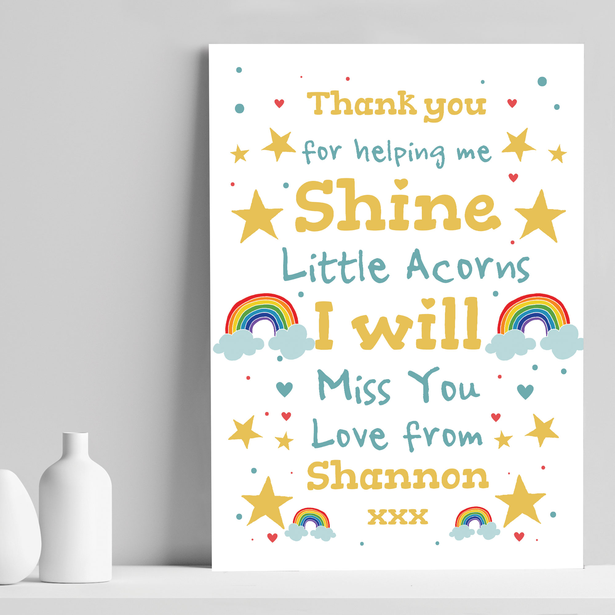 Personalised Leaving School Nursery Gift Framed Print Thank You Teacher ...