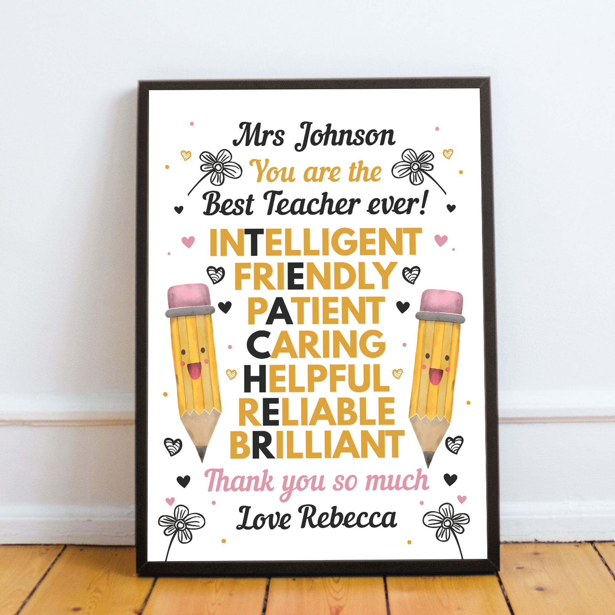 Best Teacher Framed Print Leaving School Nursery Gifts Thank You Gifts ...