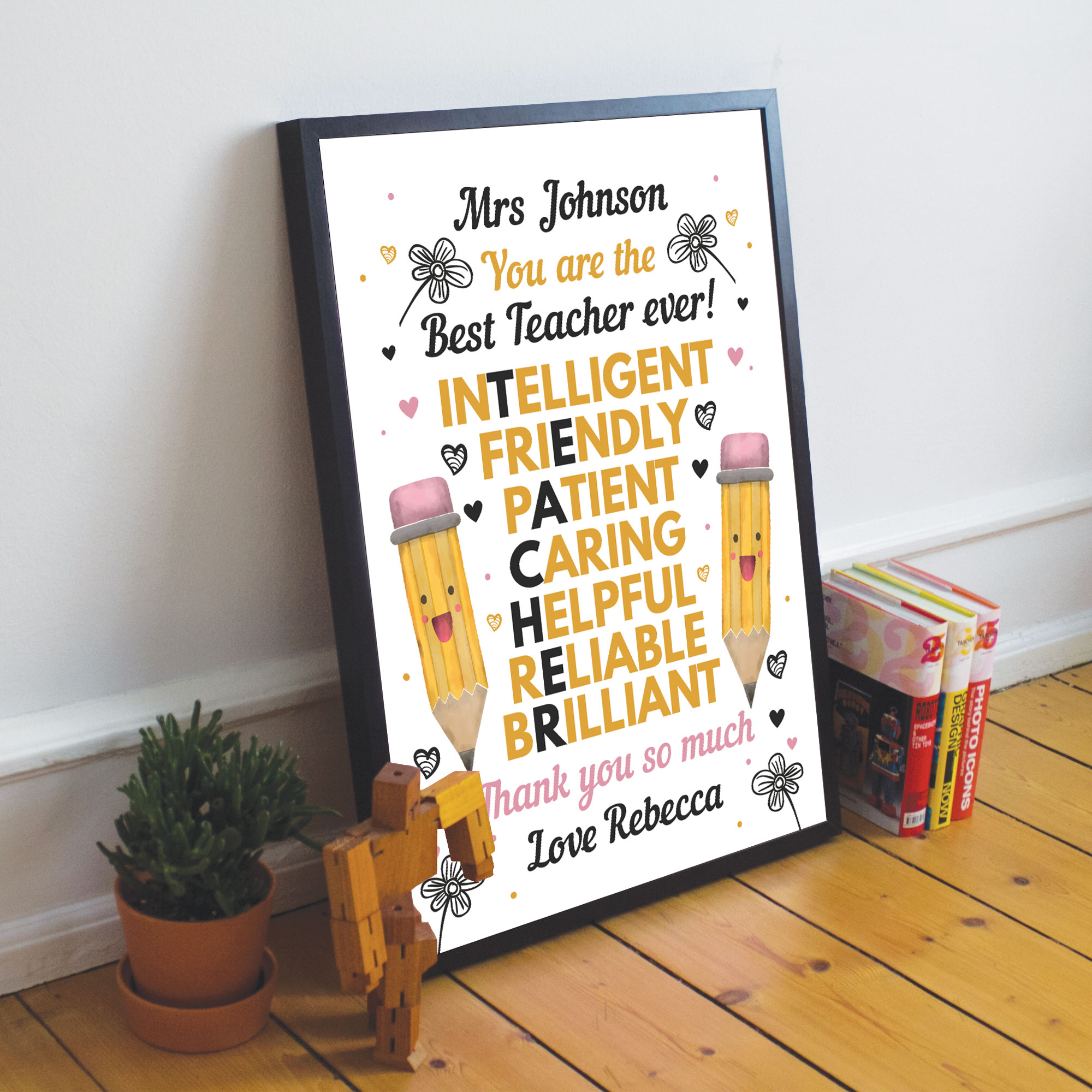 Best Teacher Framed Print Leaving School Nursery Gifts Thank You Gifts ...