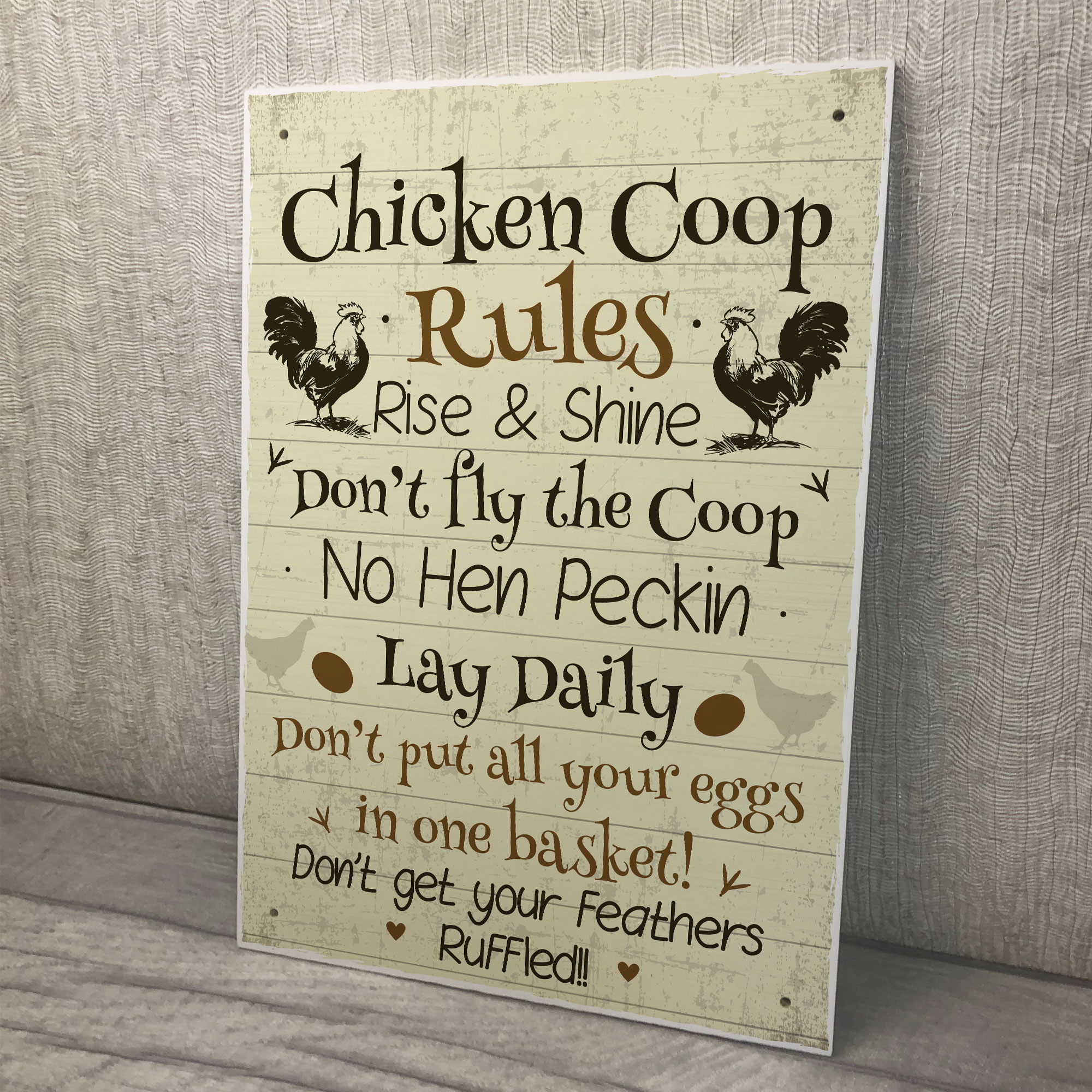 Chicken Coop Rules Funny Chicken Sign For Hen House Chicken House ...