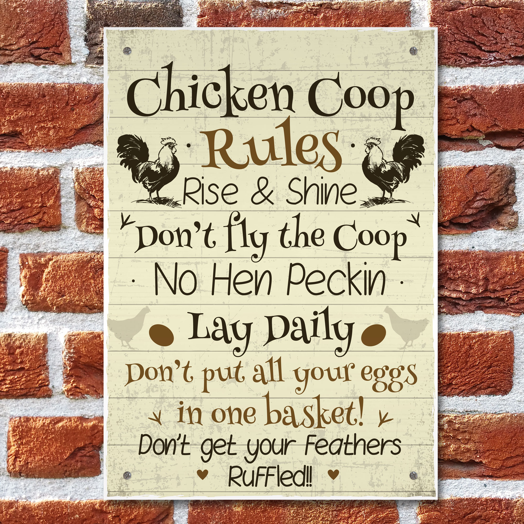 Chicken Coop Rules Funny Chicken Sign For Hen House Chicken House ...