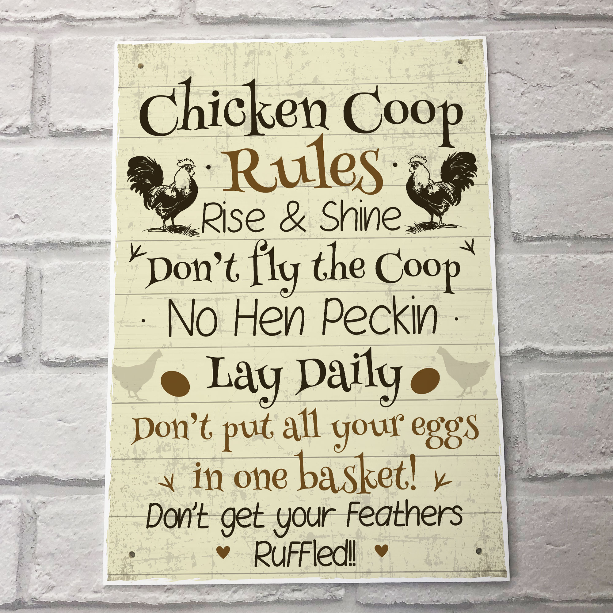 Chicken Coop Rules Funny Chicken Sign For Hen House Chicken House ...