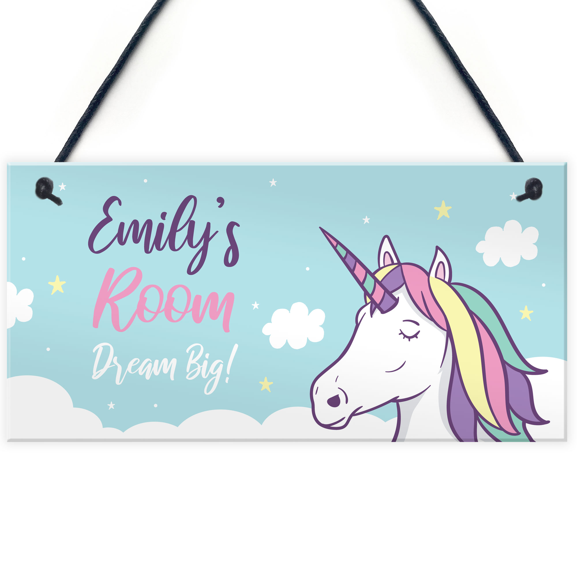 Girls Personalised Unicorn Bedroom Door Sign Birthday Christmas Gift 