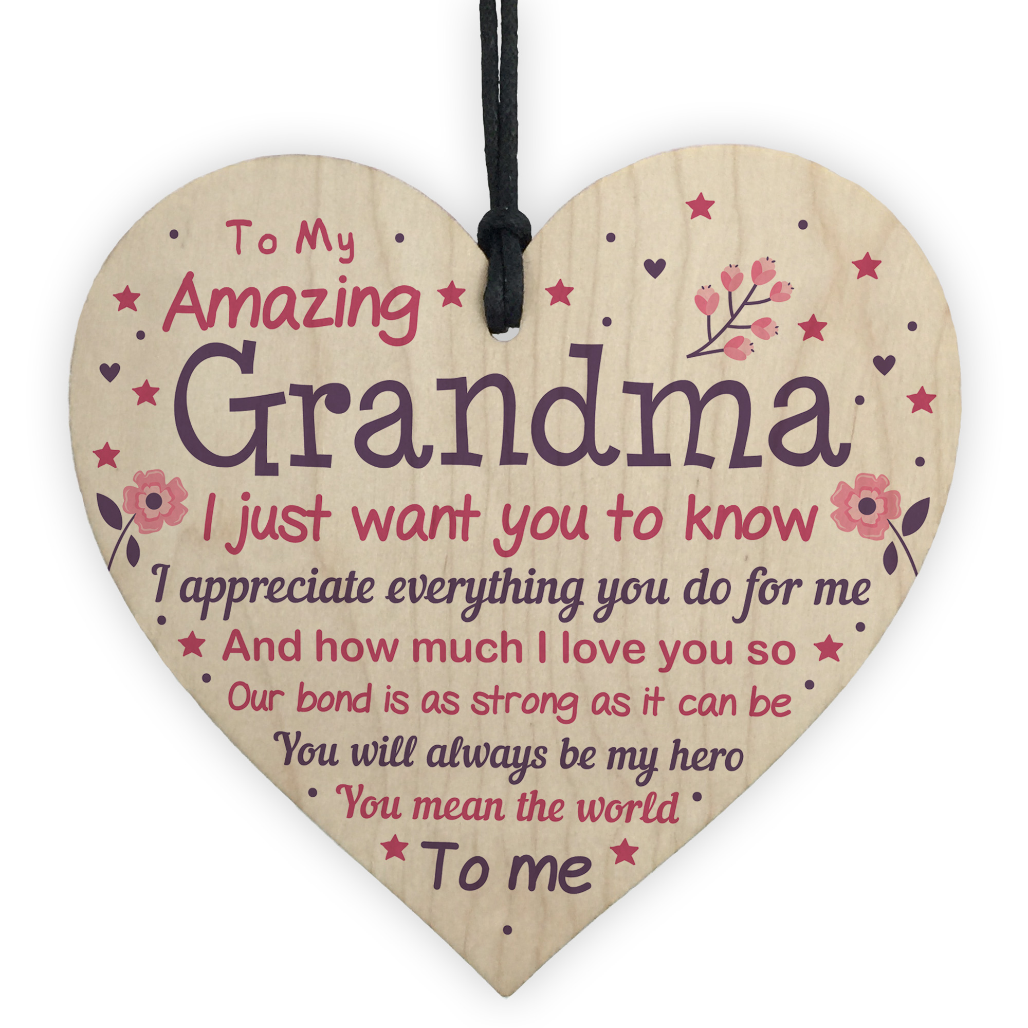 Nan Nanny Nanna Grandma Wood Heart Christmas Gift Love Poem From ...