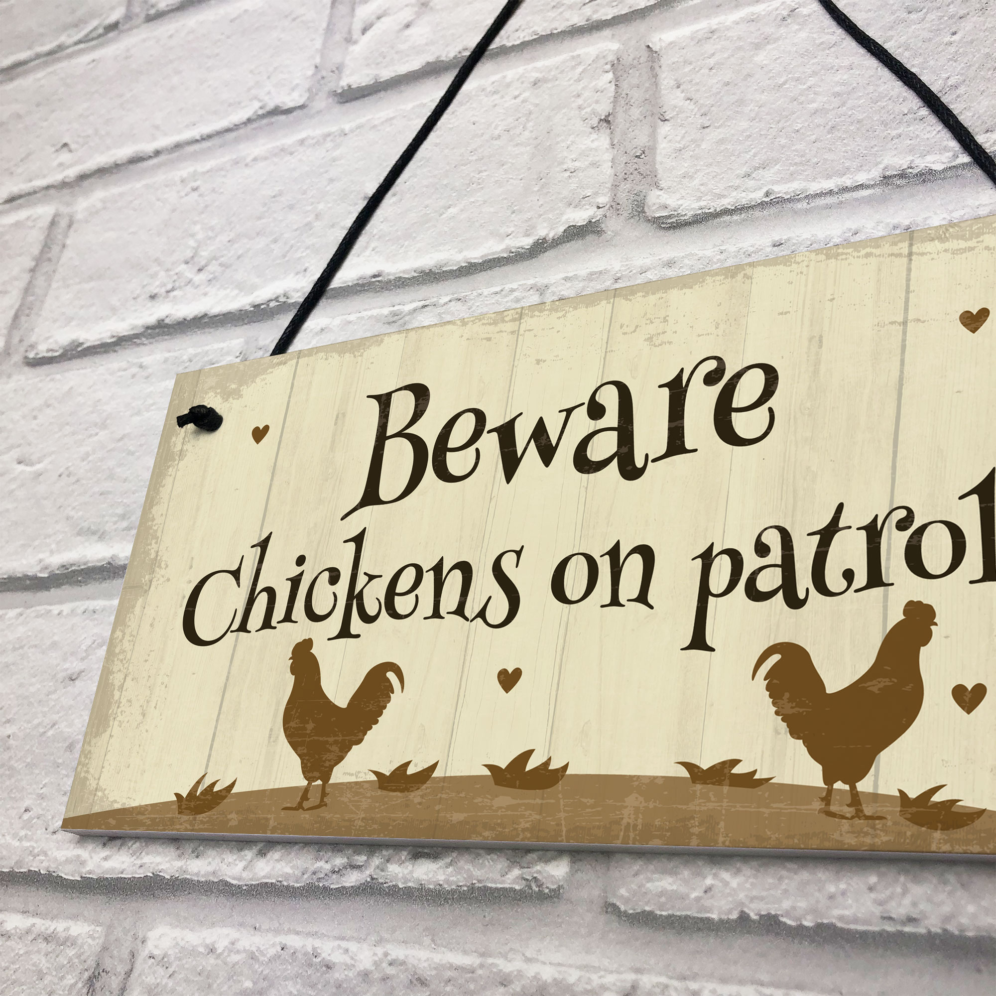 Funny Chicken Sign Chickens On Patrol Chicken Coop Hen House Garden