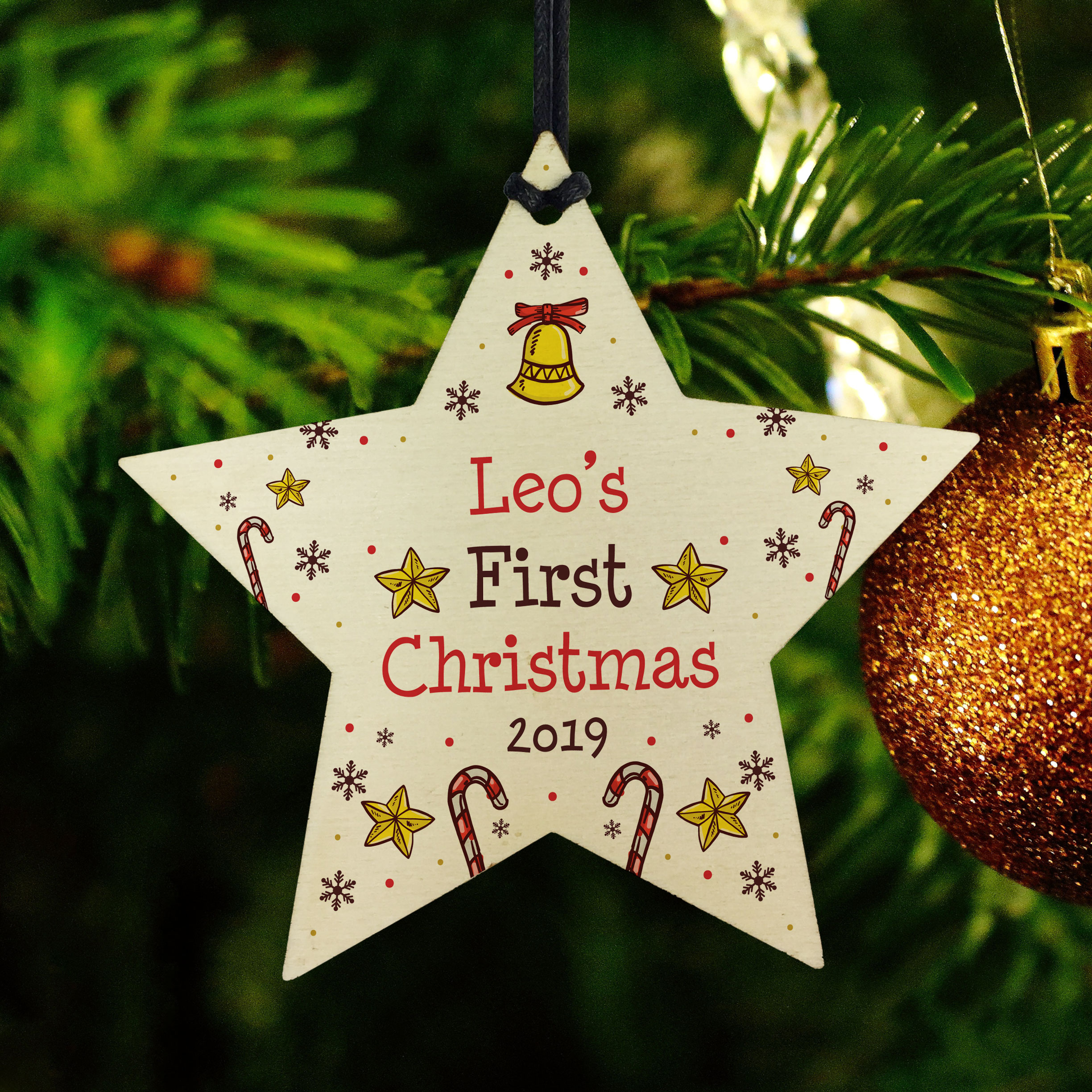 Personalised Baby's First Christmas Tree Bauble 1st Xmas Decoration ...