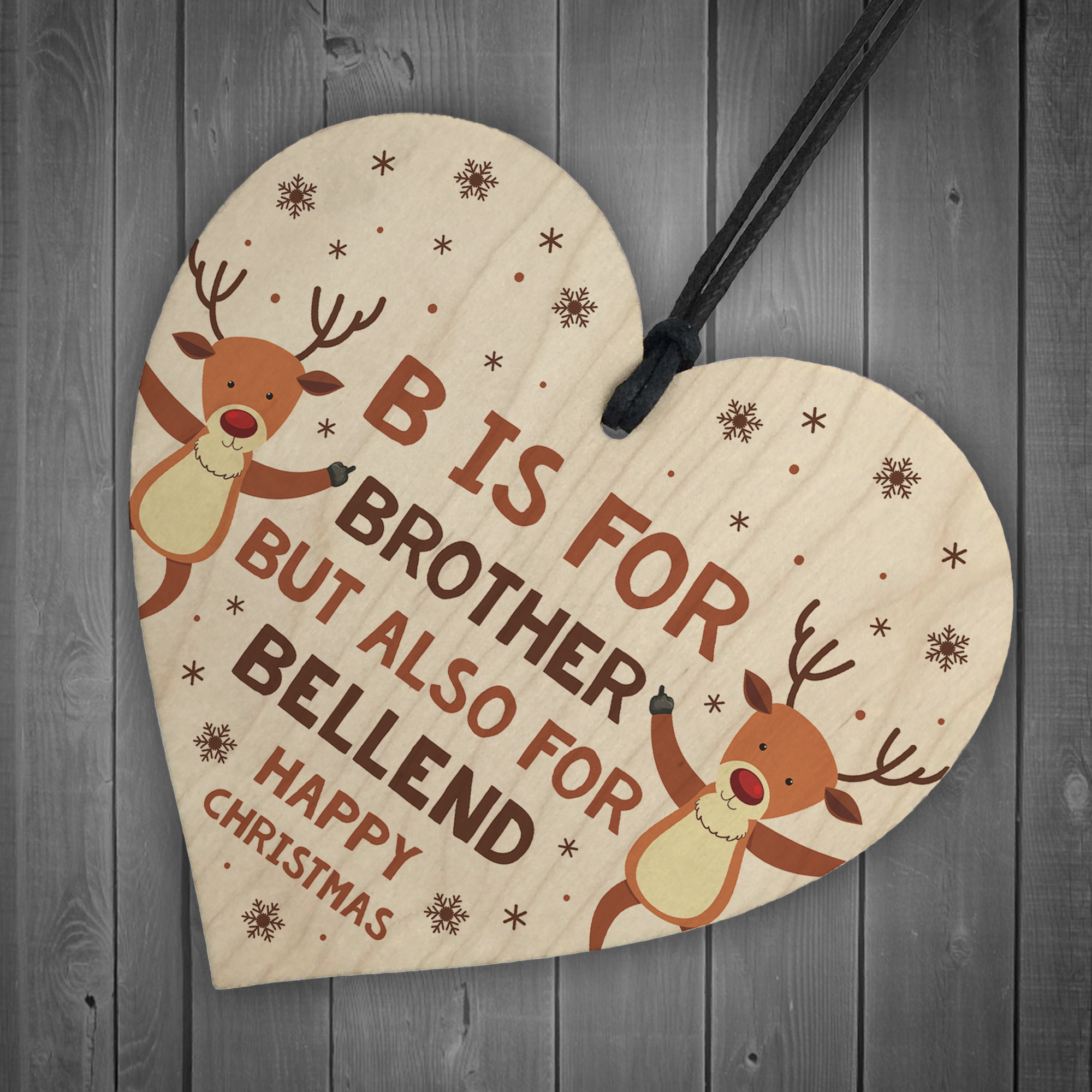 Funny Rude Christmas Gifts For Brother Novelty Wood Heart Gift Idea
